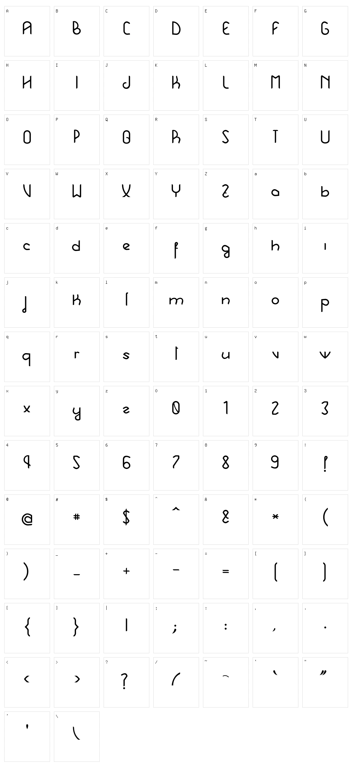 Hebe Character Set