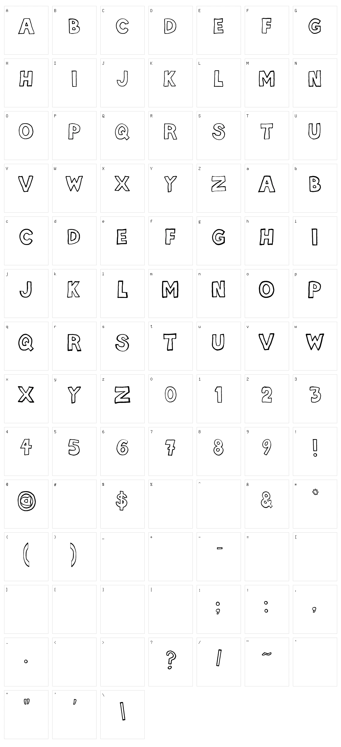 hellafont Character Set