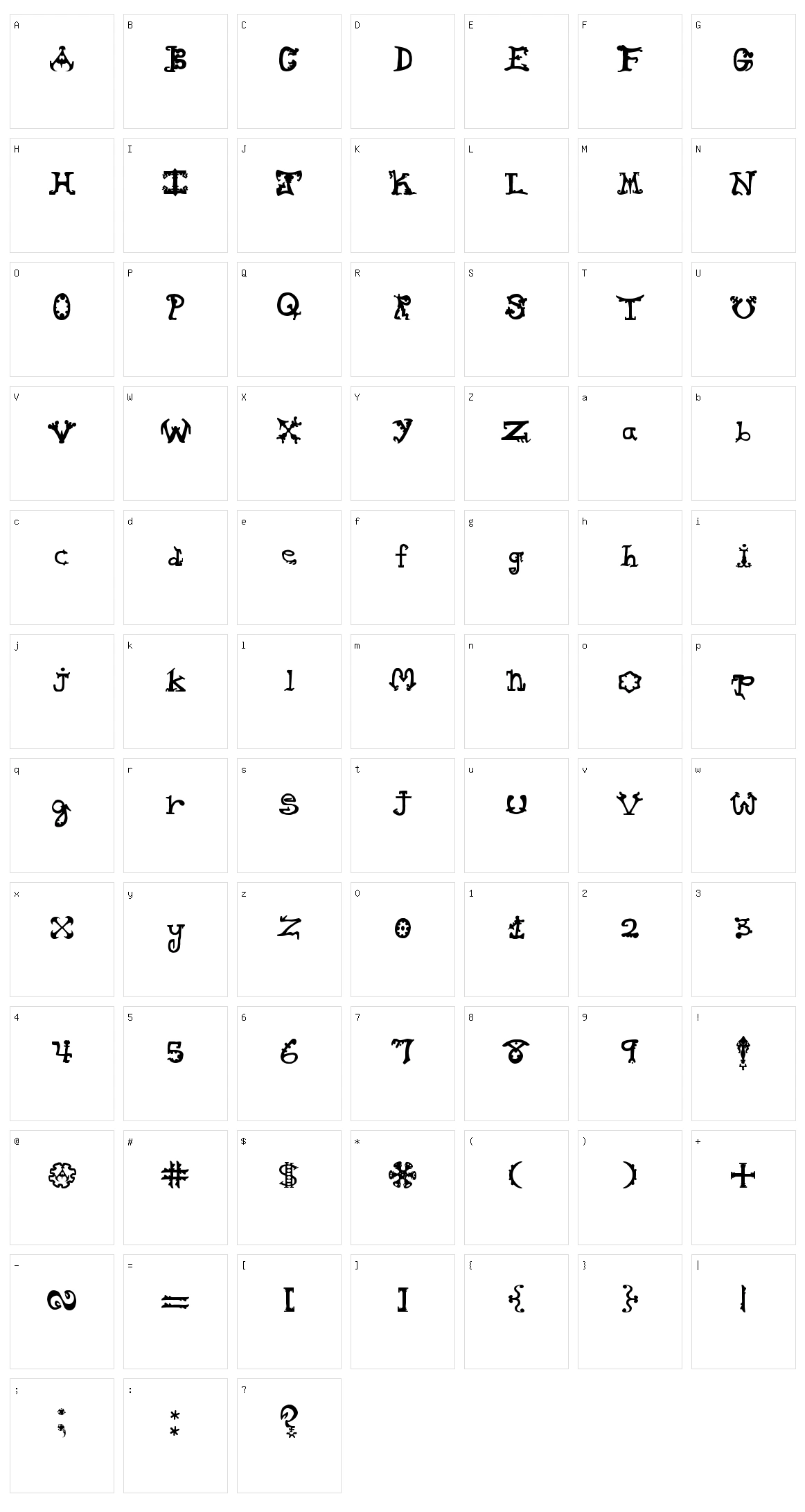 Hieroglyph Licks Character Set