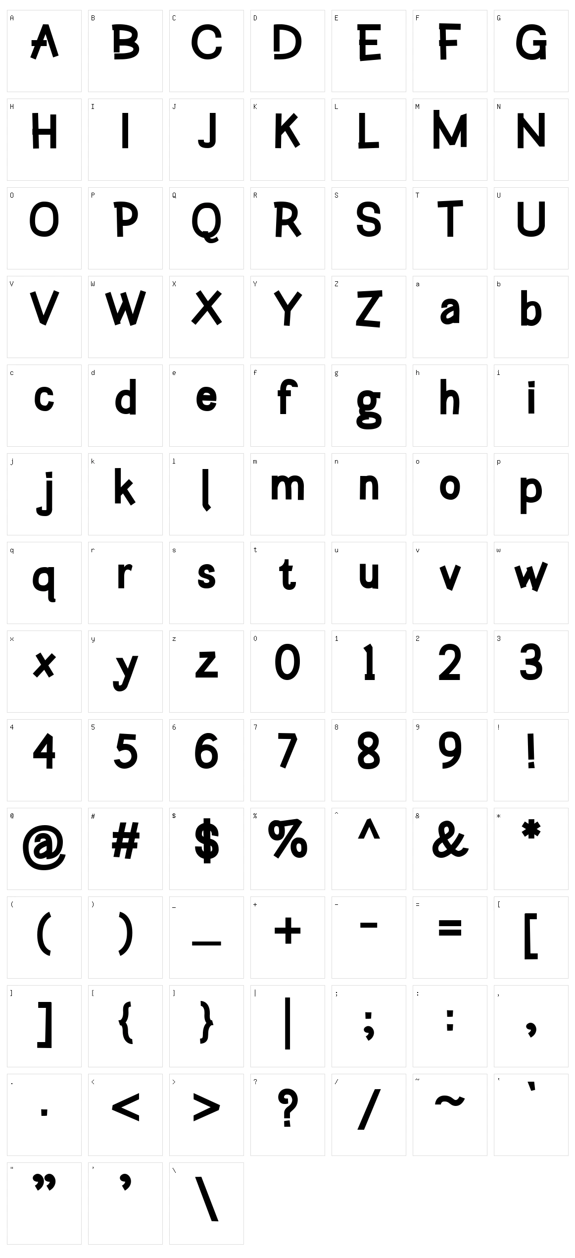 Hollgati Character Set