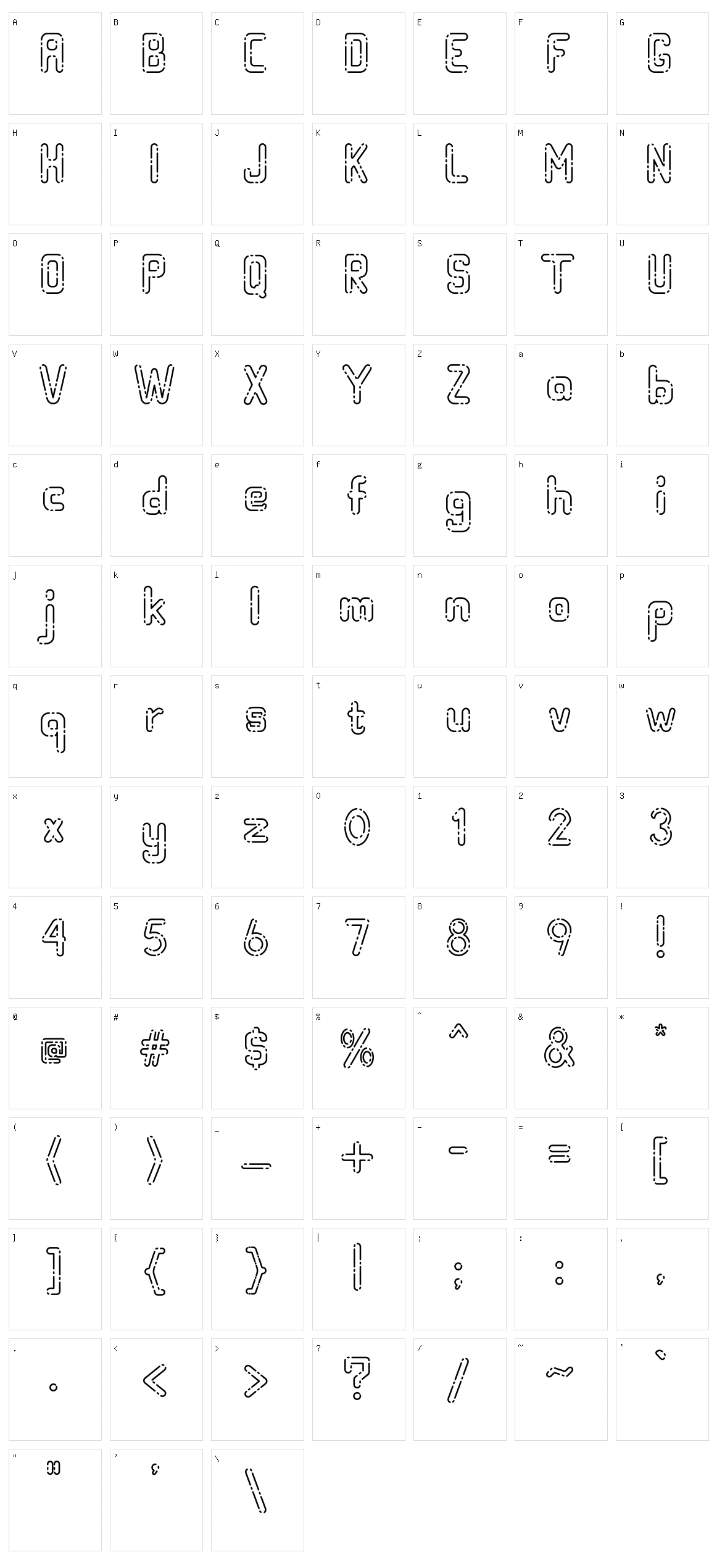 Hollow Space Character Set