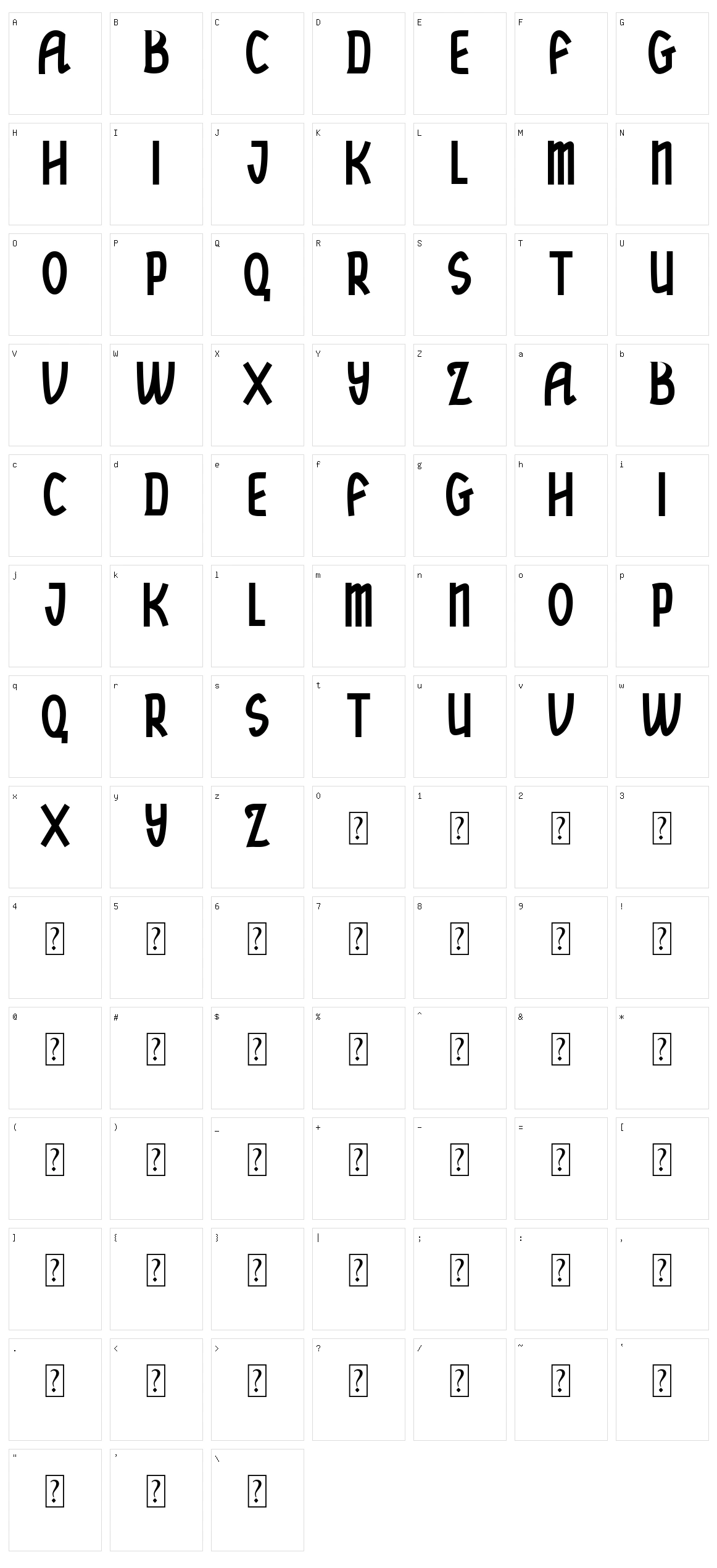 Hypnotique Character Set