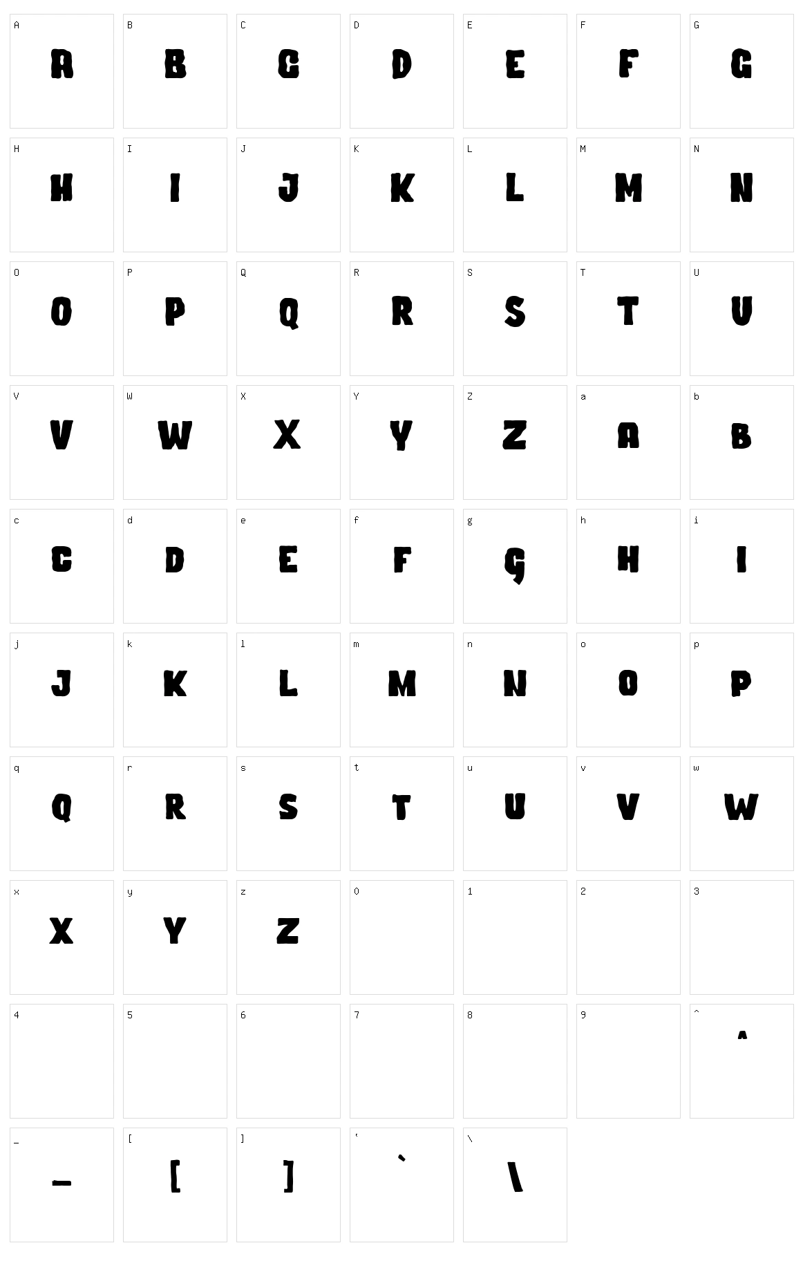 Jeigers Character Set