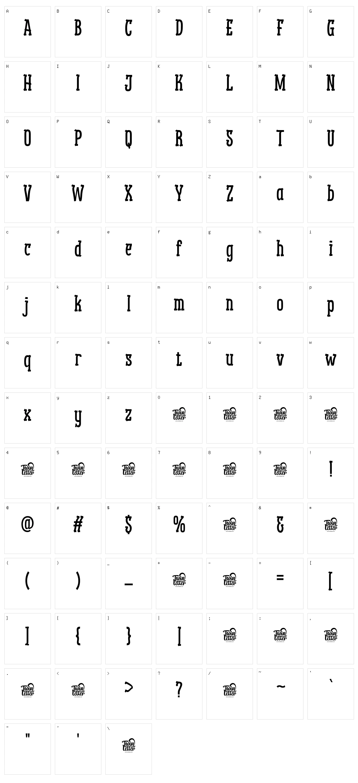 Jinkel Character Set