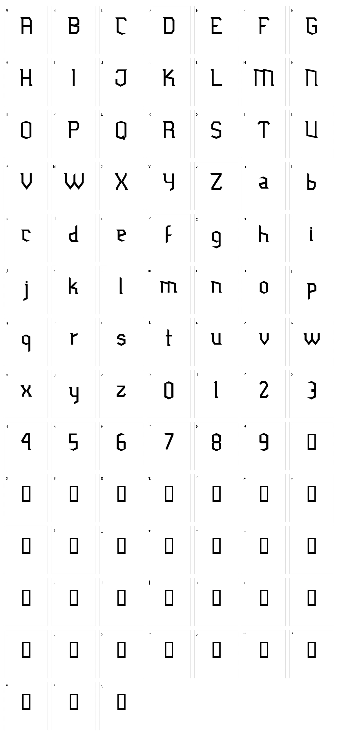 Jubiaco Character Set