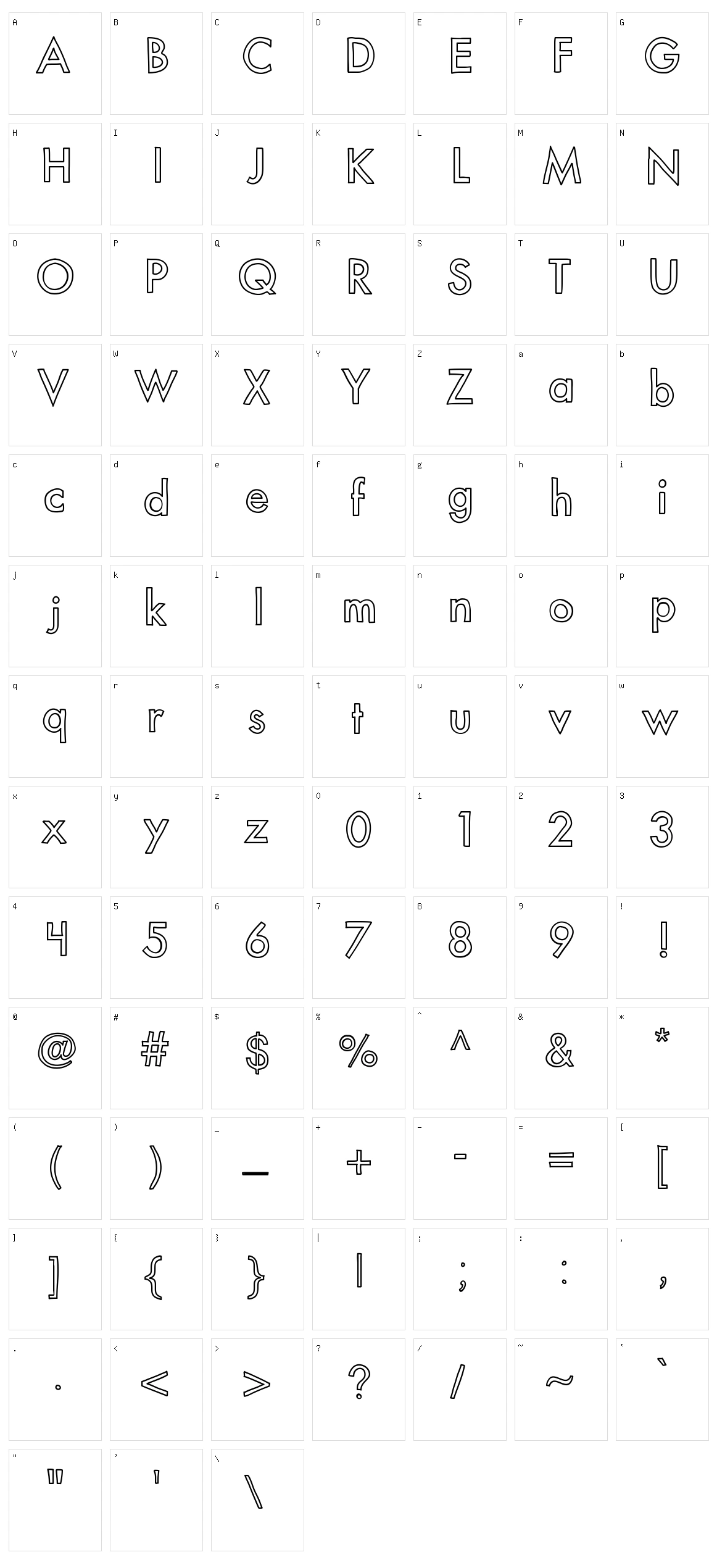 KB Out Of Towner Character Set