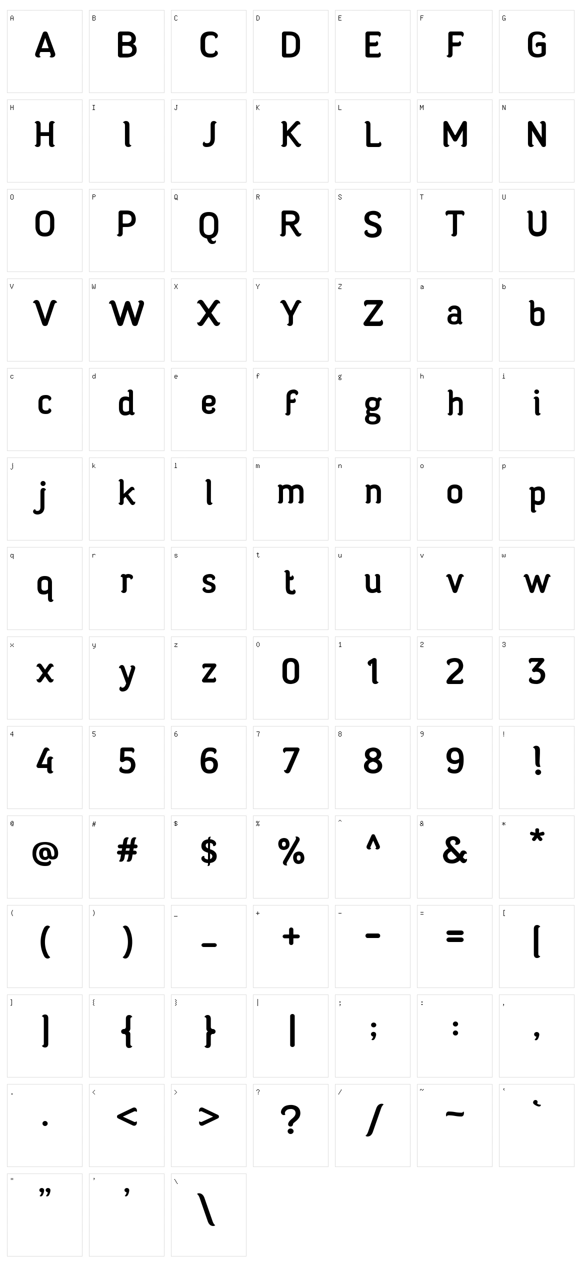 Kendal Type Character Set