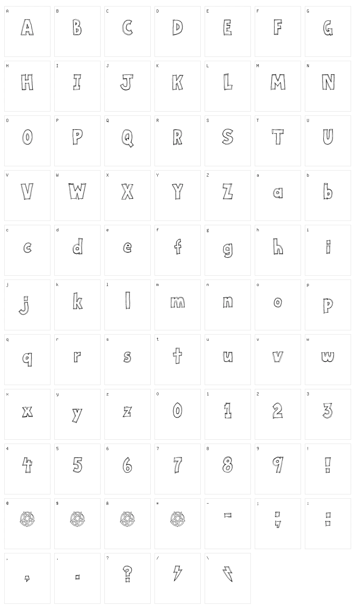 Key Tab Metal Character Set