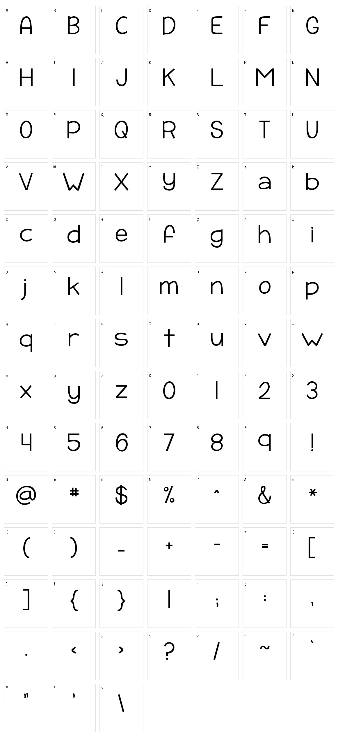 KG Payphone Character Set