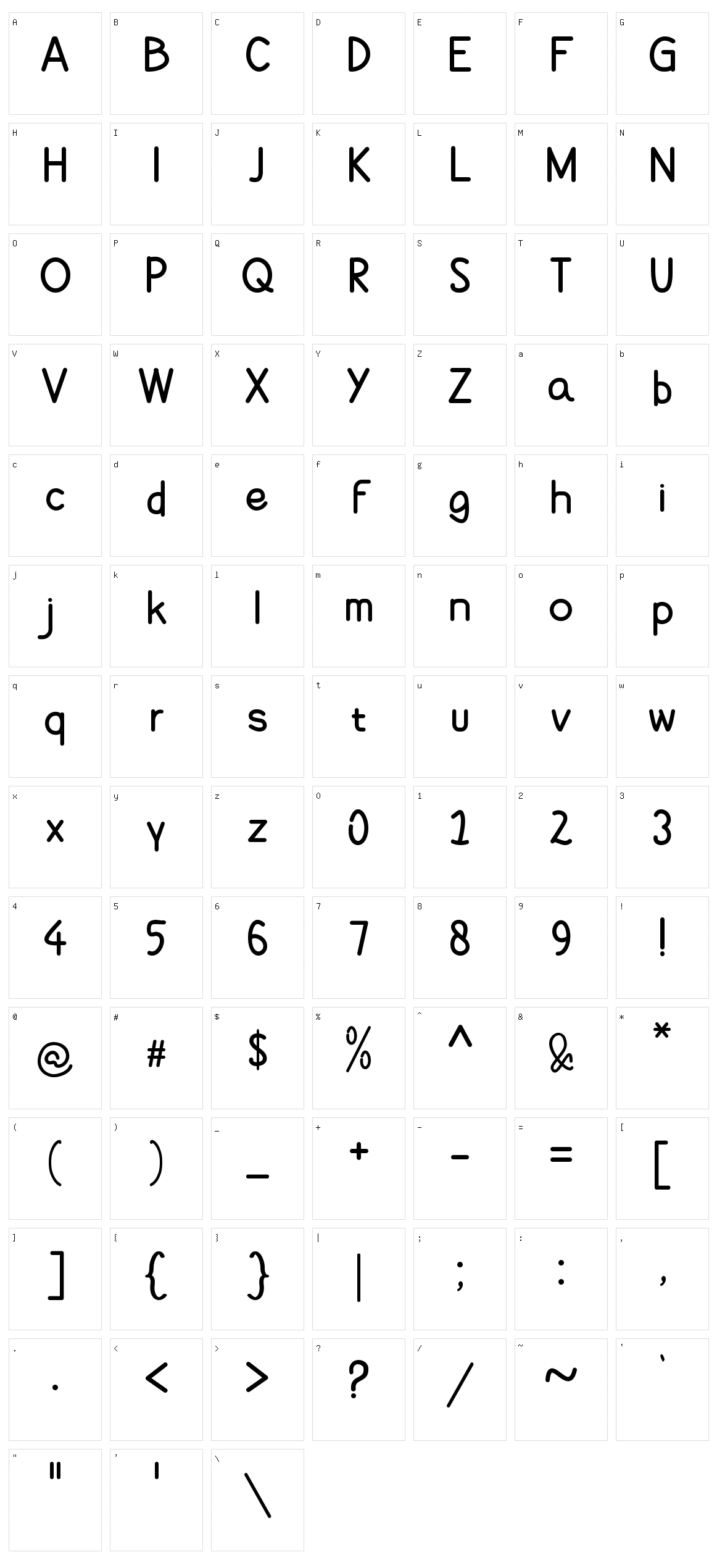 Kheqthree Character Set