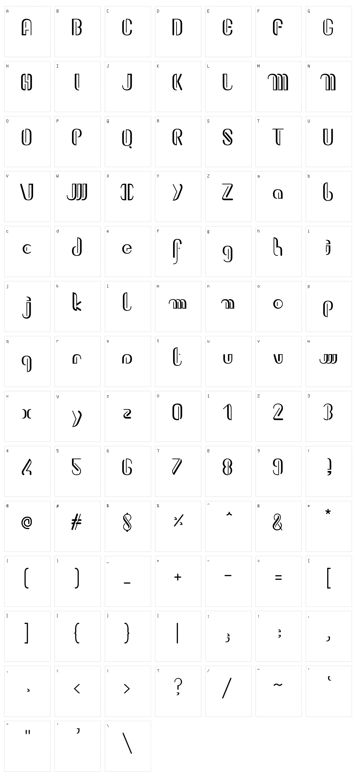 Kiwiline Character Set