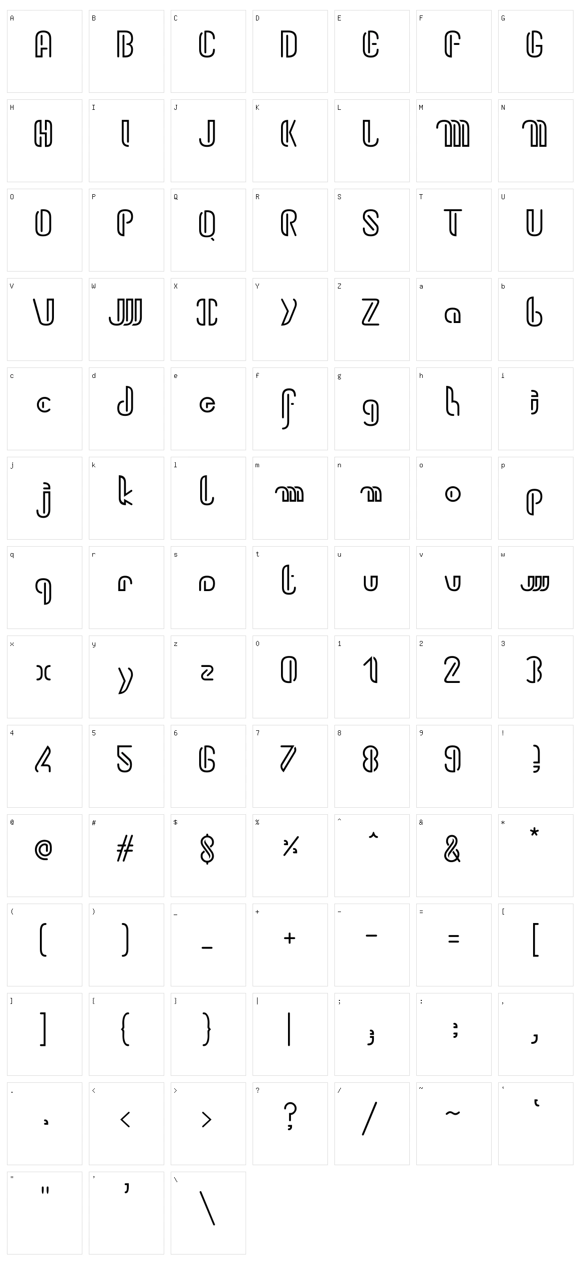 Kiwilite Character Set