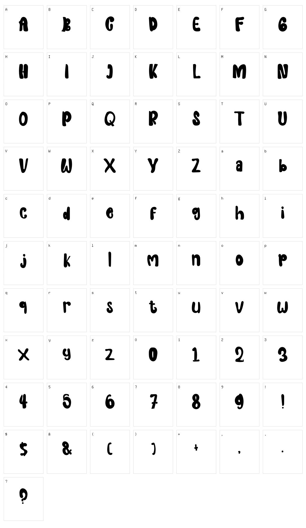 Klindertine Character Set