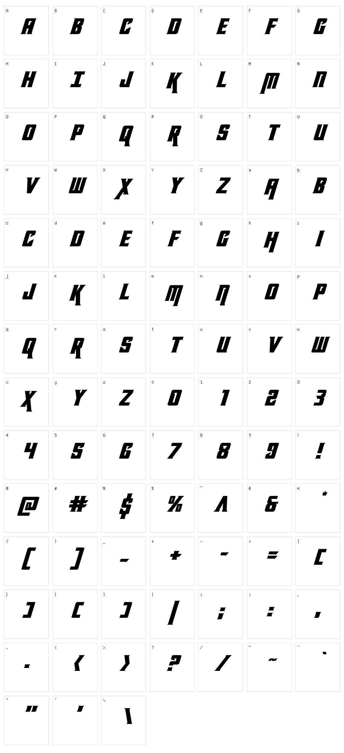 Kondor Character Set