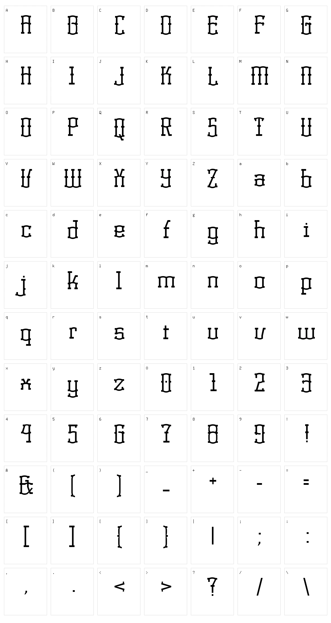 Korneuburg Display Character Set