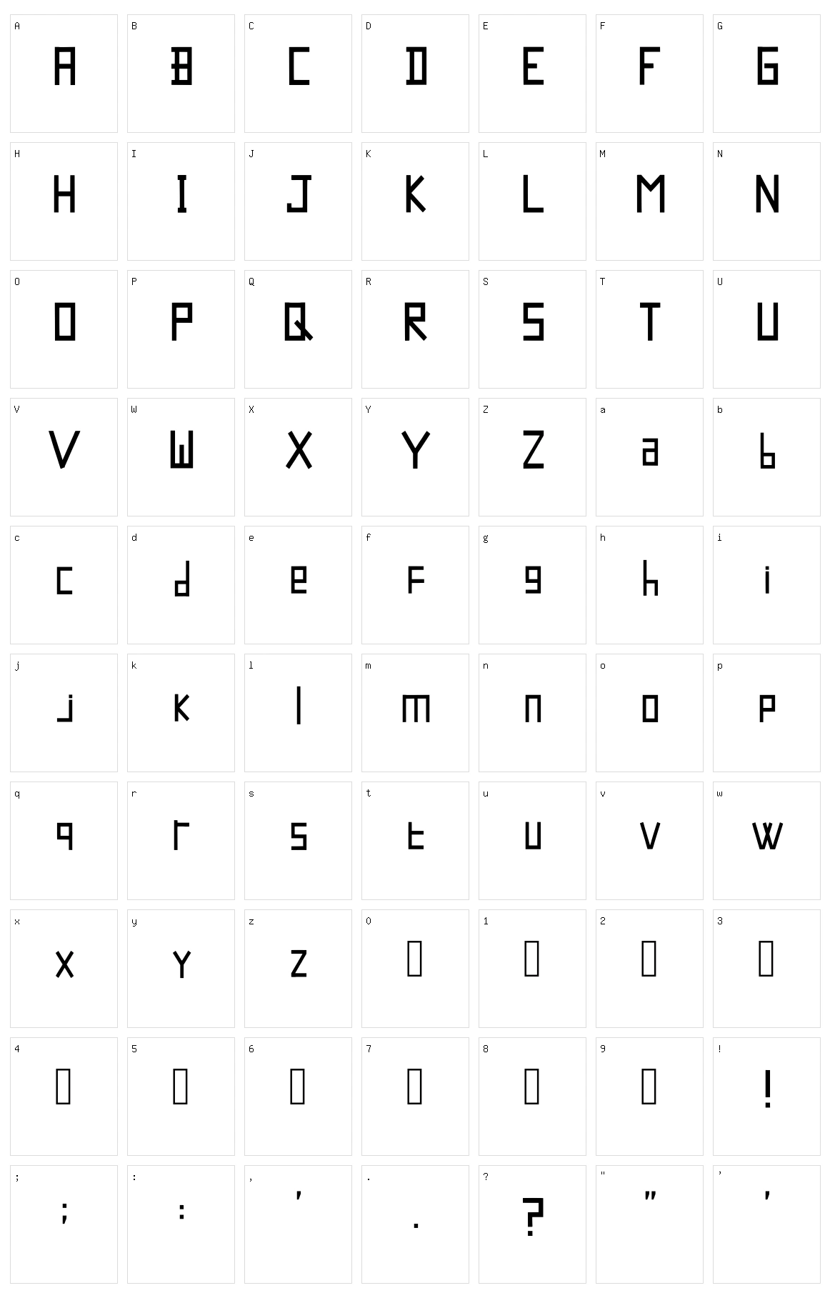 Kotak Jr Bit Character Set