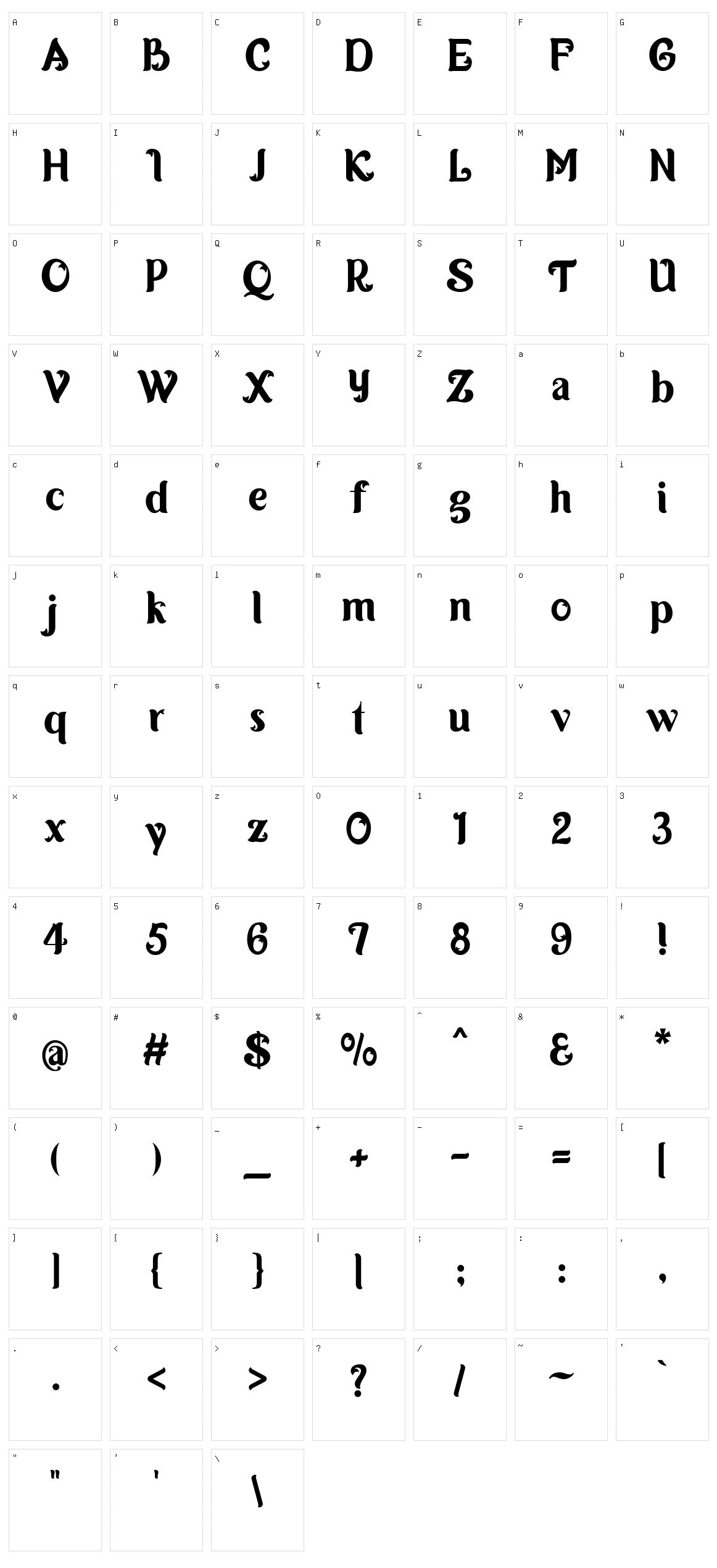 Lamafa Character Set
