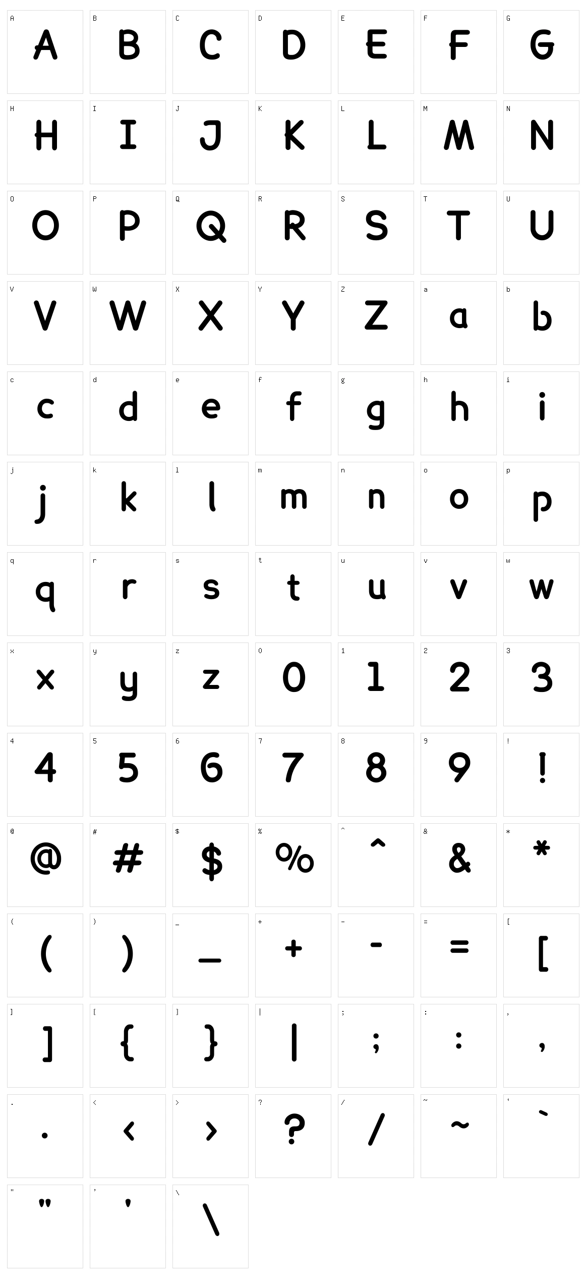 Lexie Readable Character Set