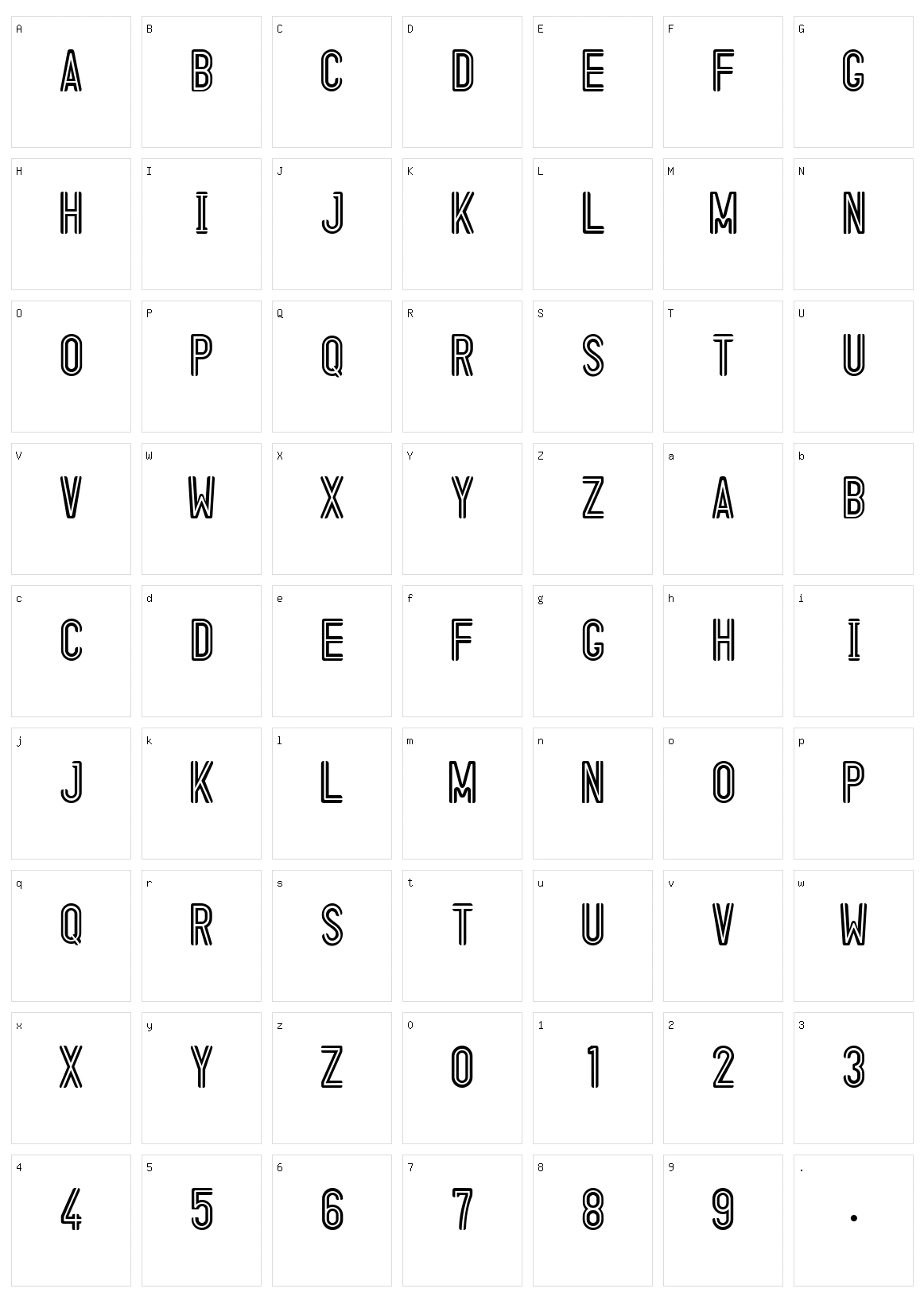 Line Out Character Set