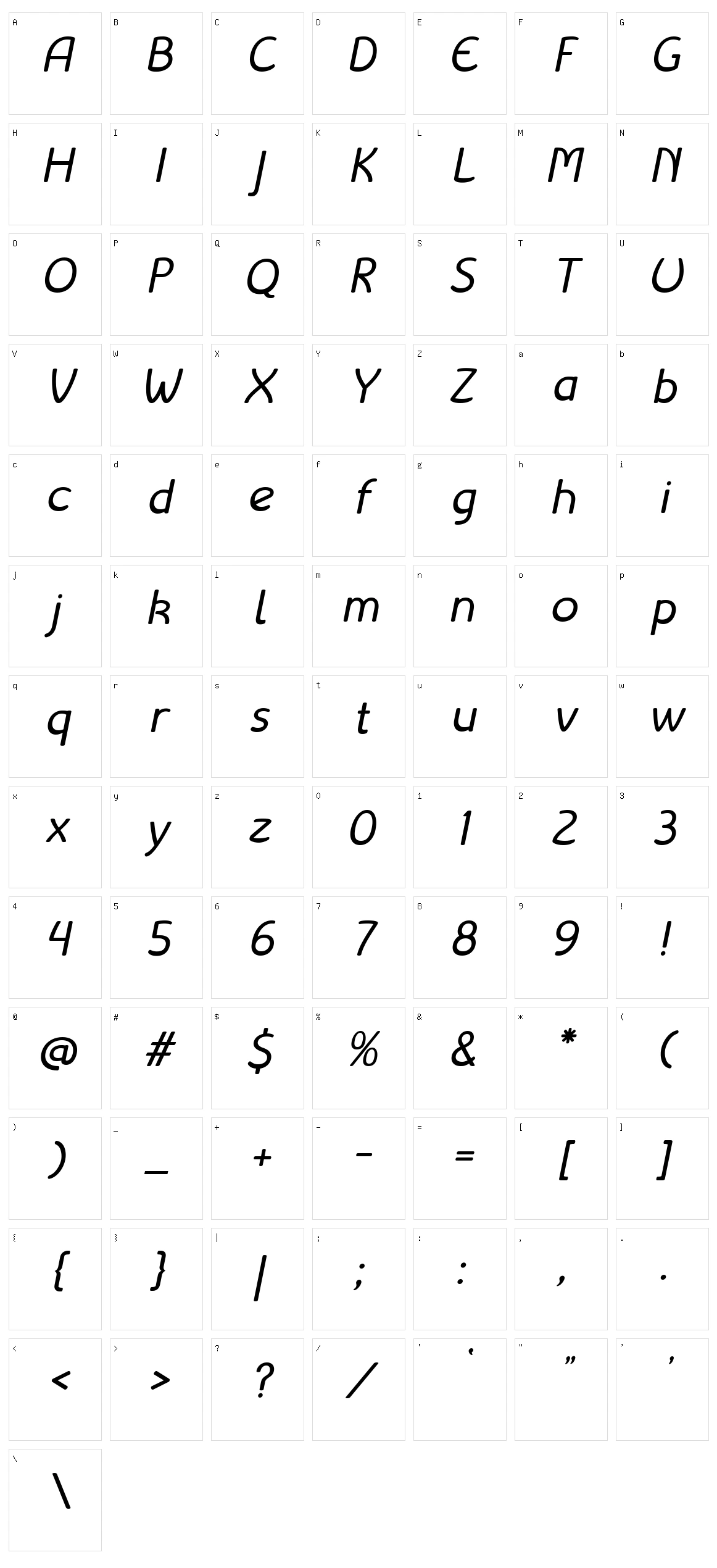 Liseuse Character Set