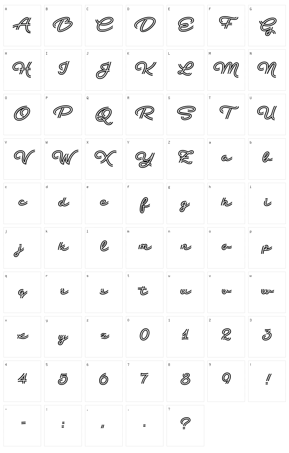 Retro Bistretto Outline Character Set