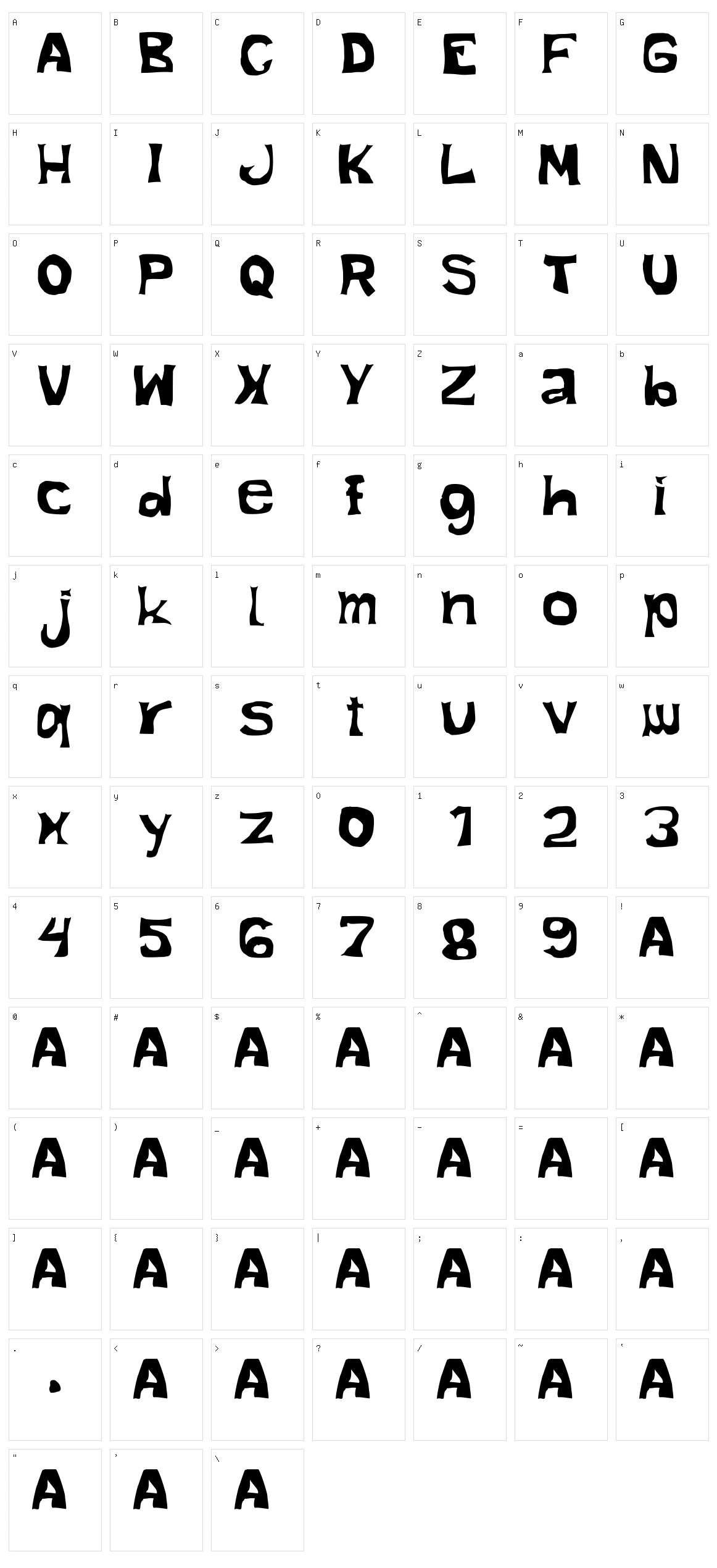 Mano Alzada Character Set