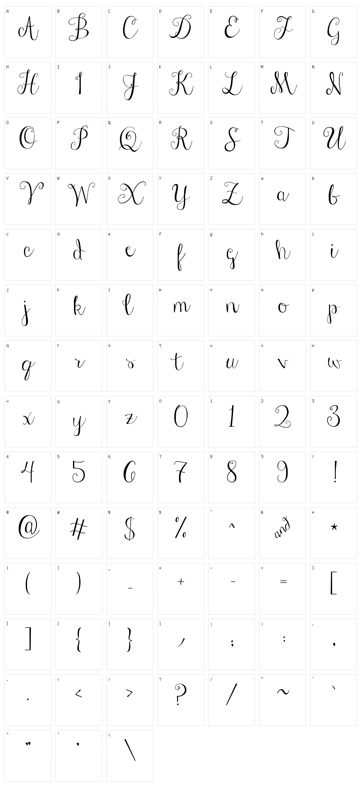 Janda Stylish Script Character Set