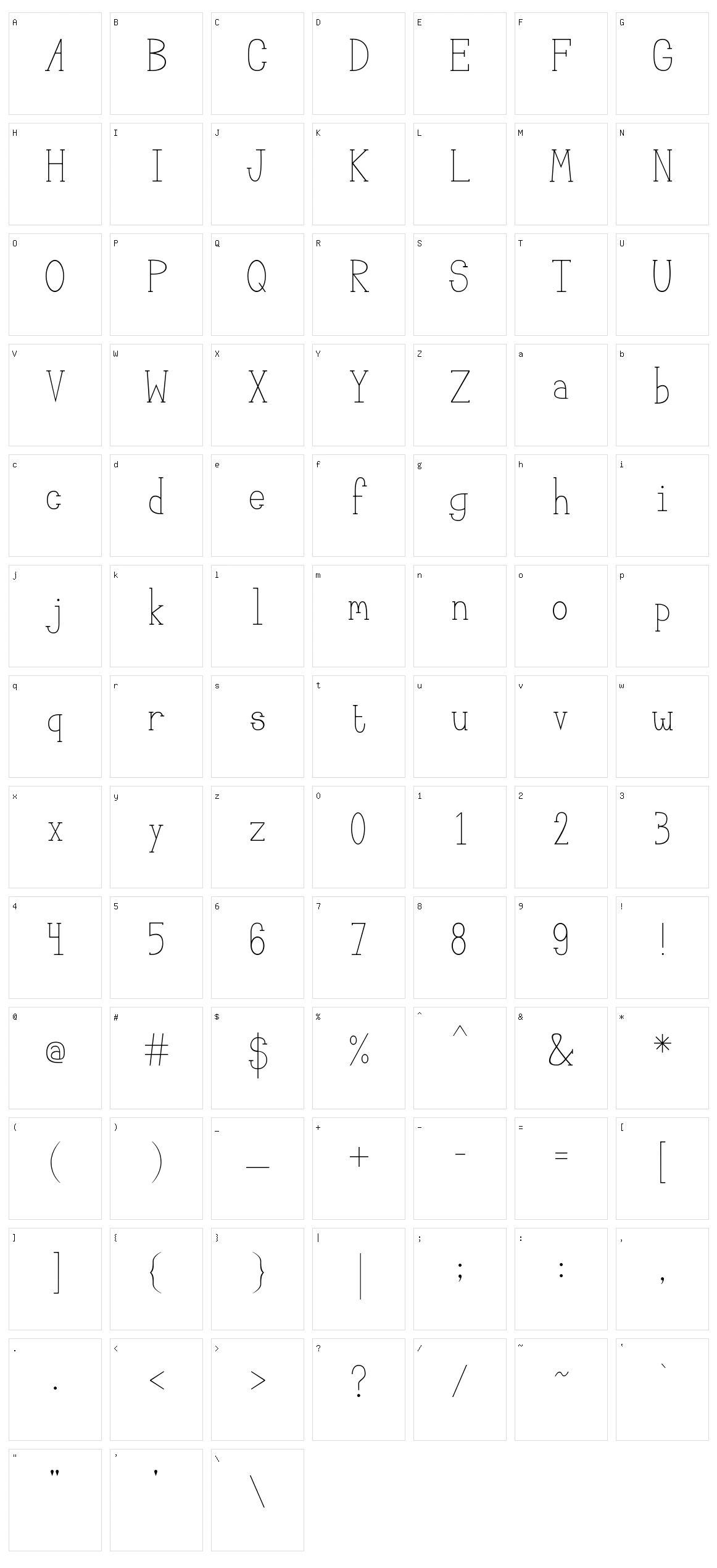 Megan Serif Character Set