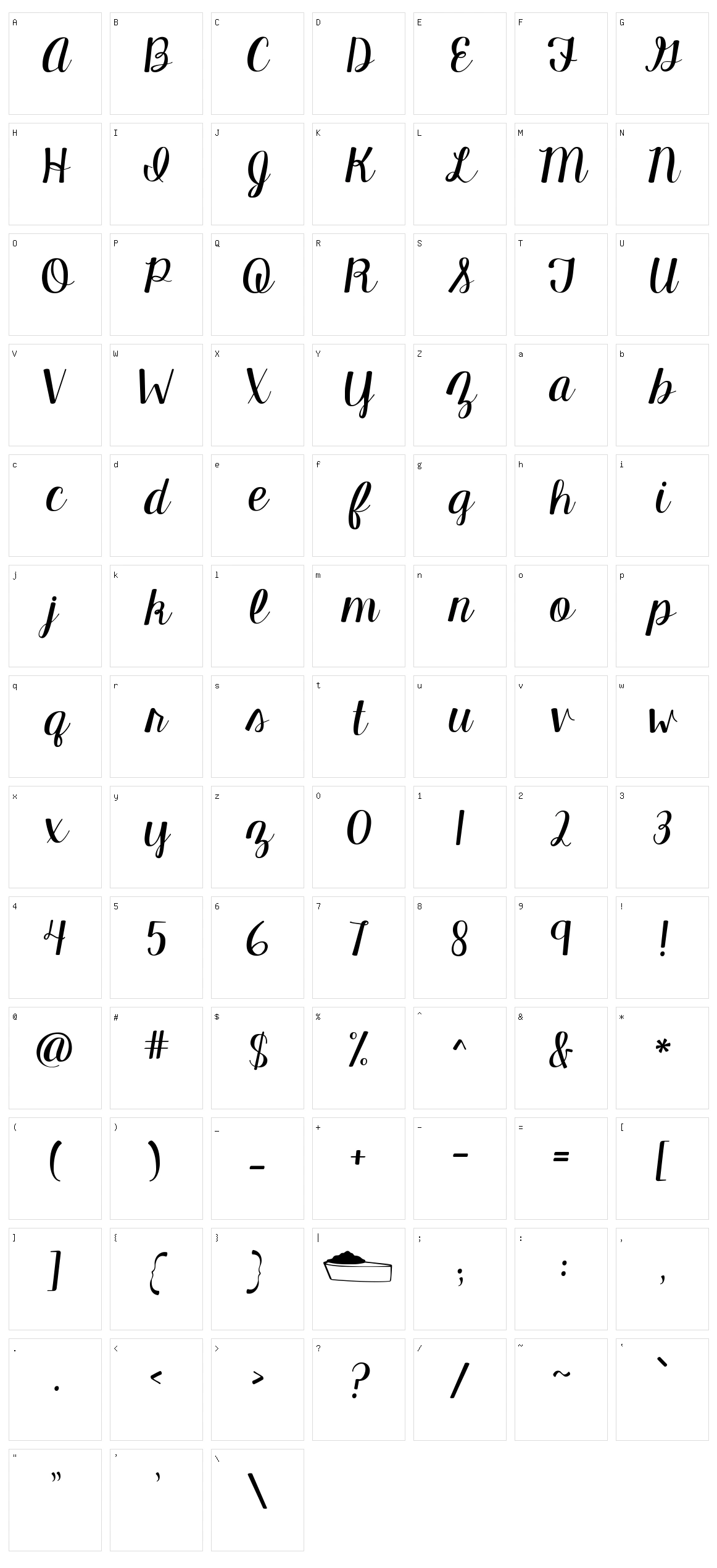 KG Manhattan Script Character Set