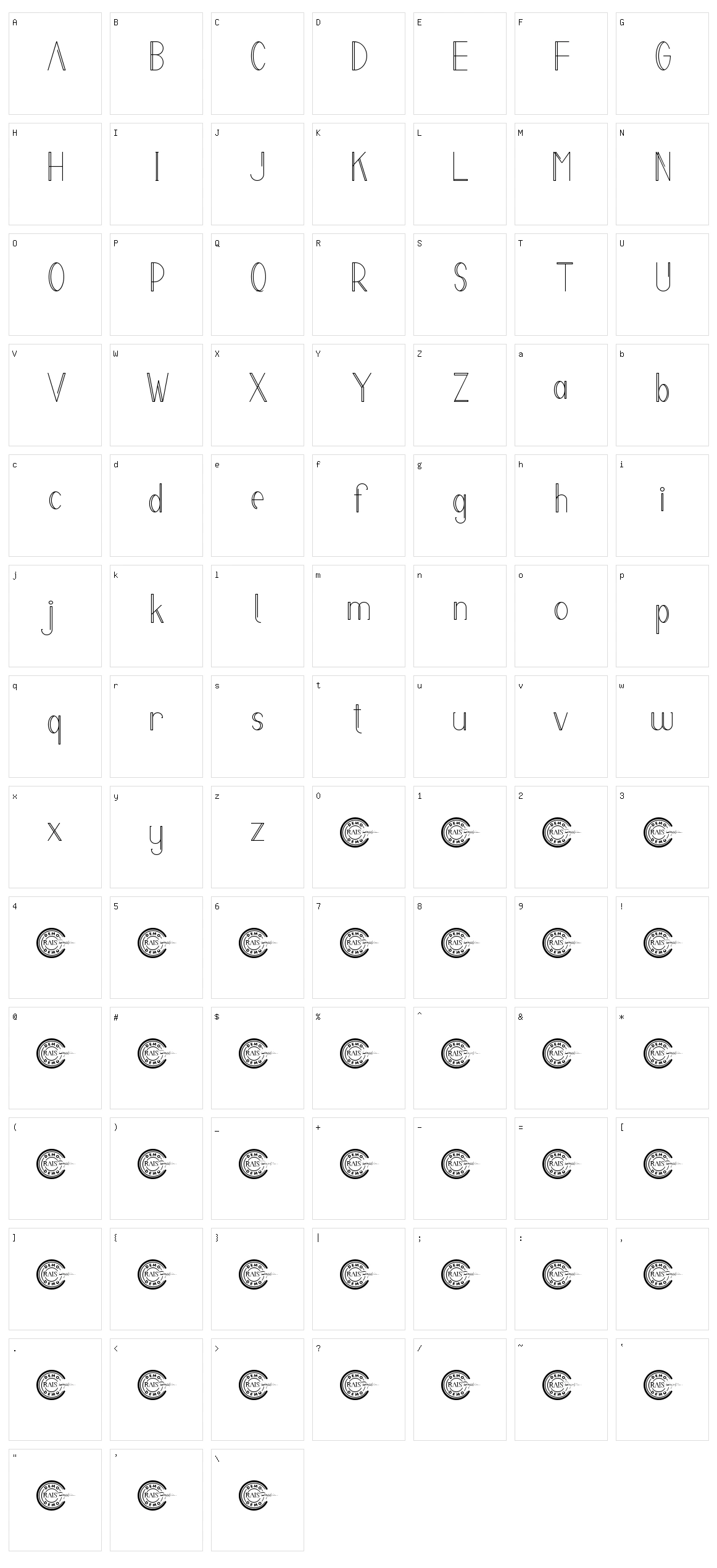 Melati Character Set