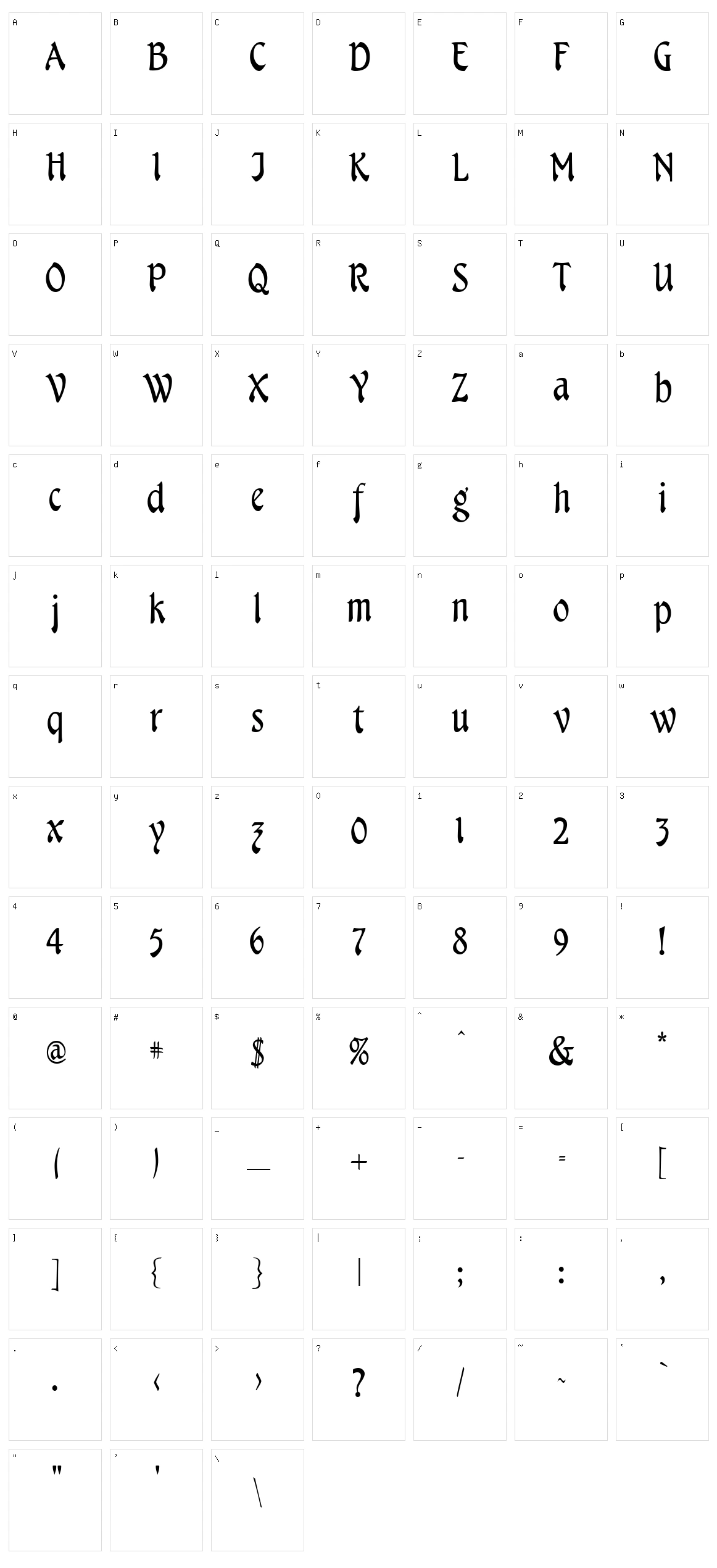 Menuetto Character Set