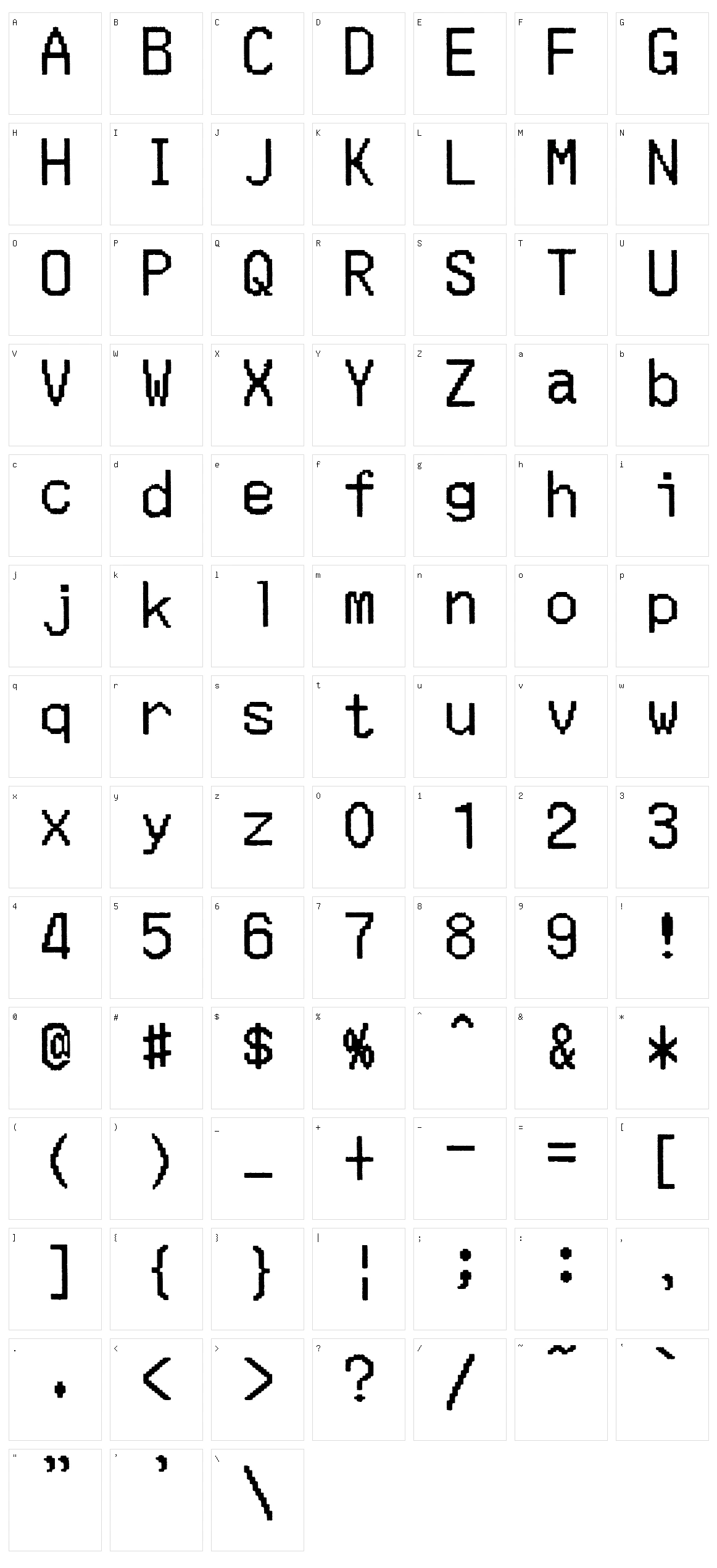 Merchant Copy Character Set