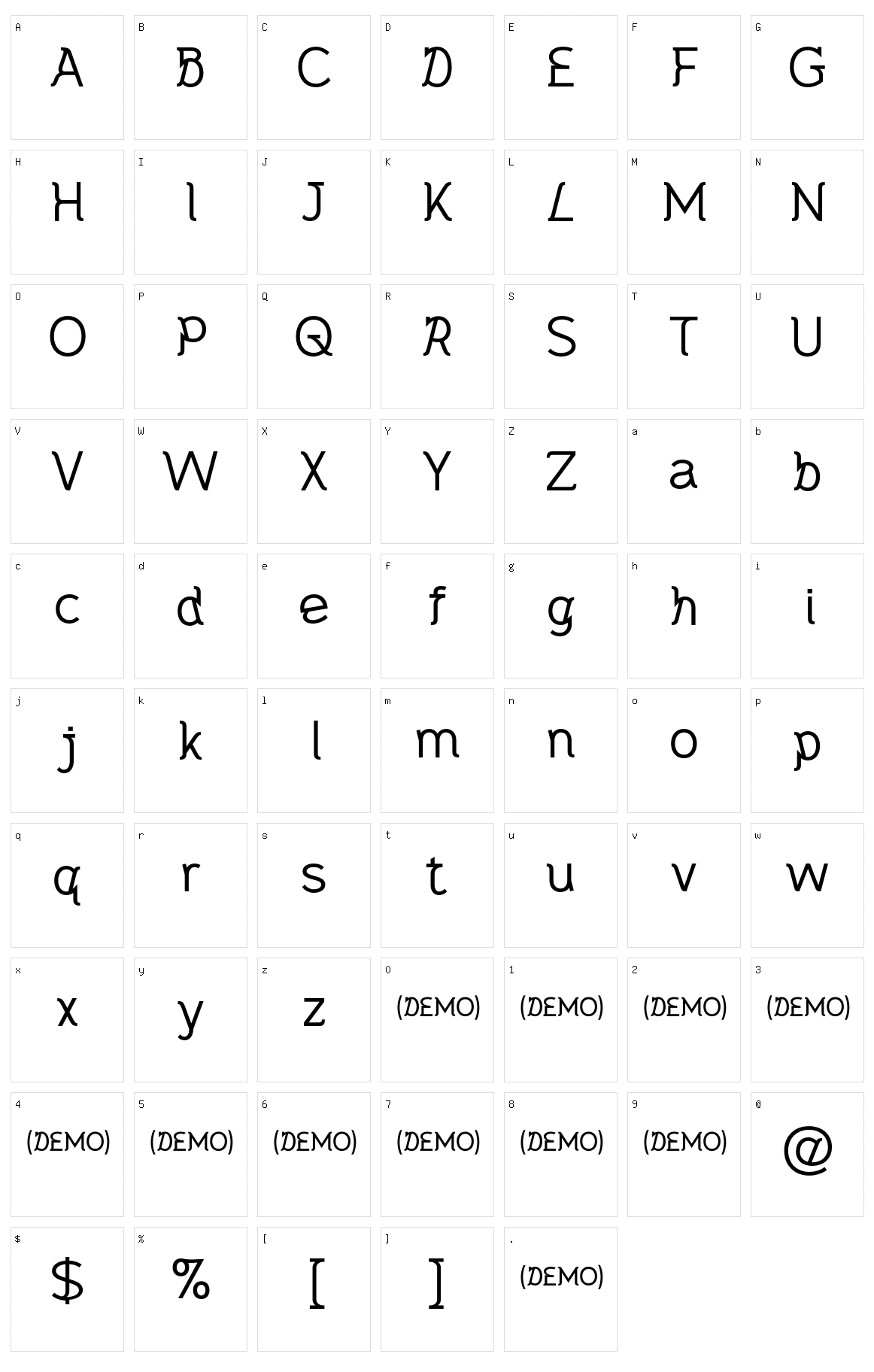 Metaphysica Character Set