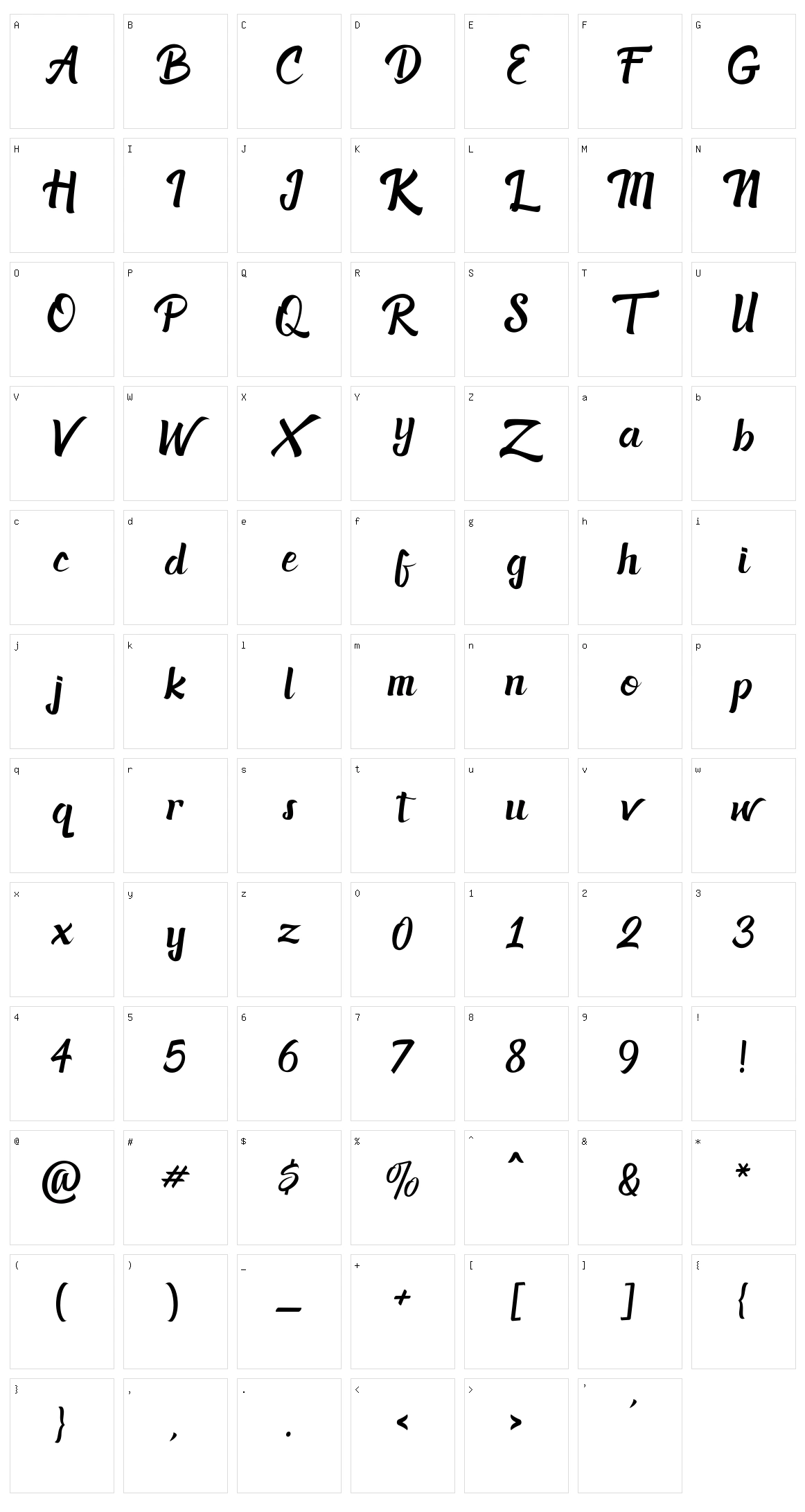 Acknesia Character Set