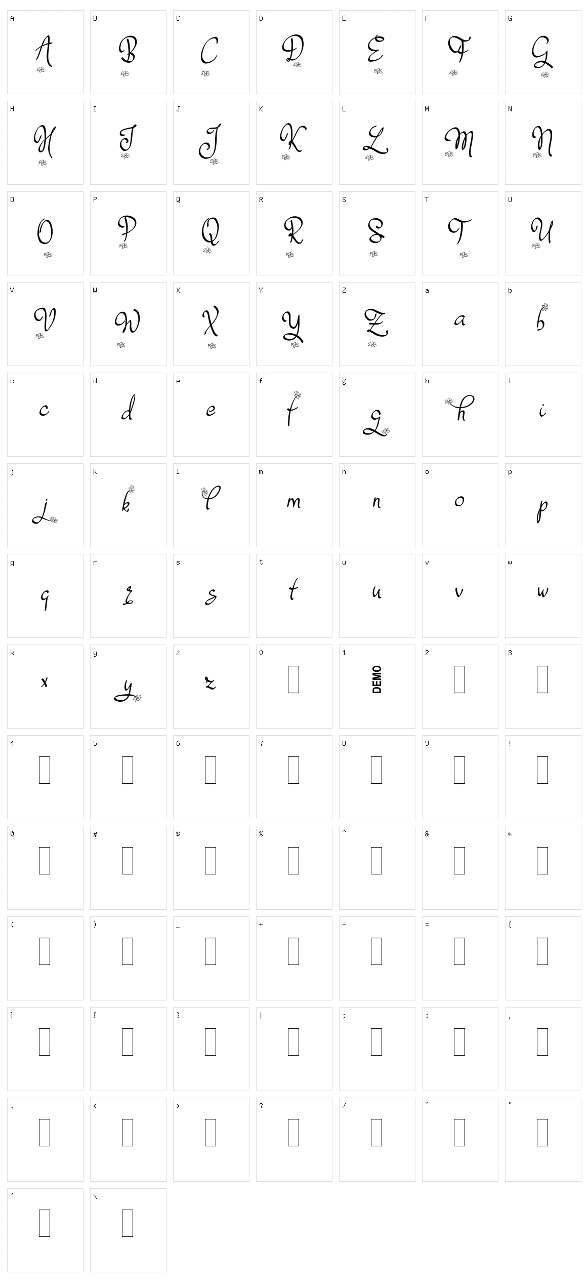 Dafodyl Character Set