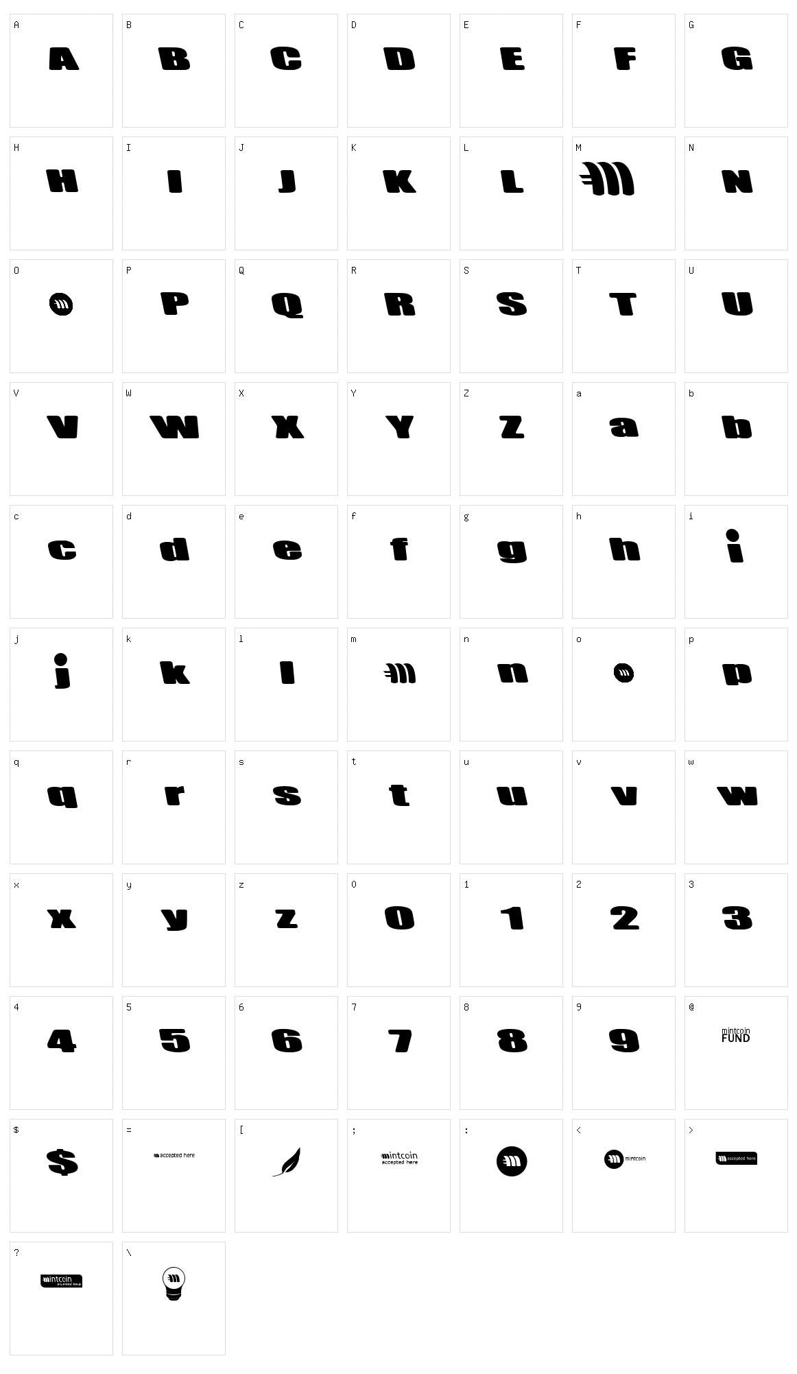 Mintcoin Character Set