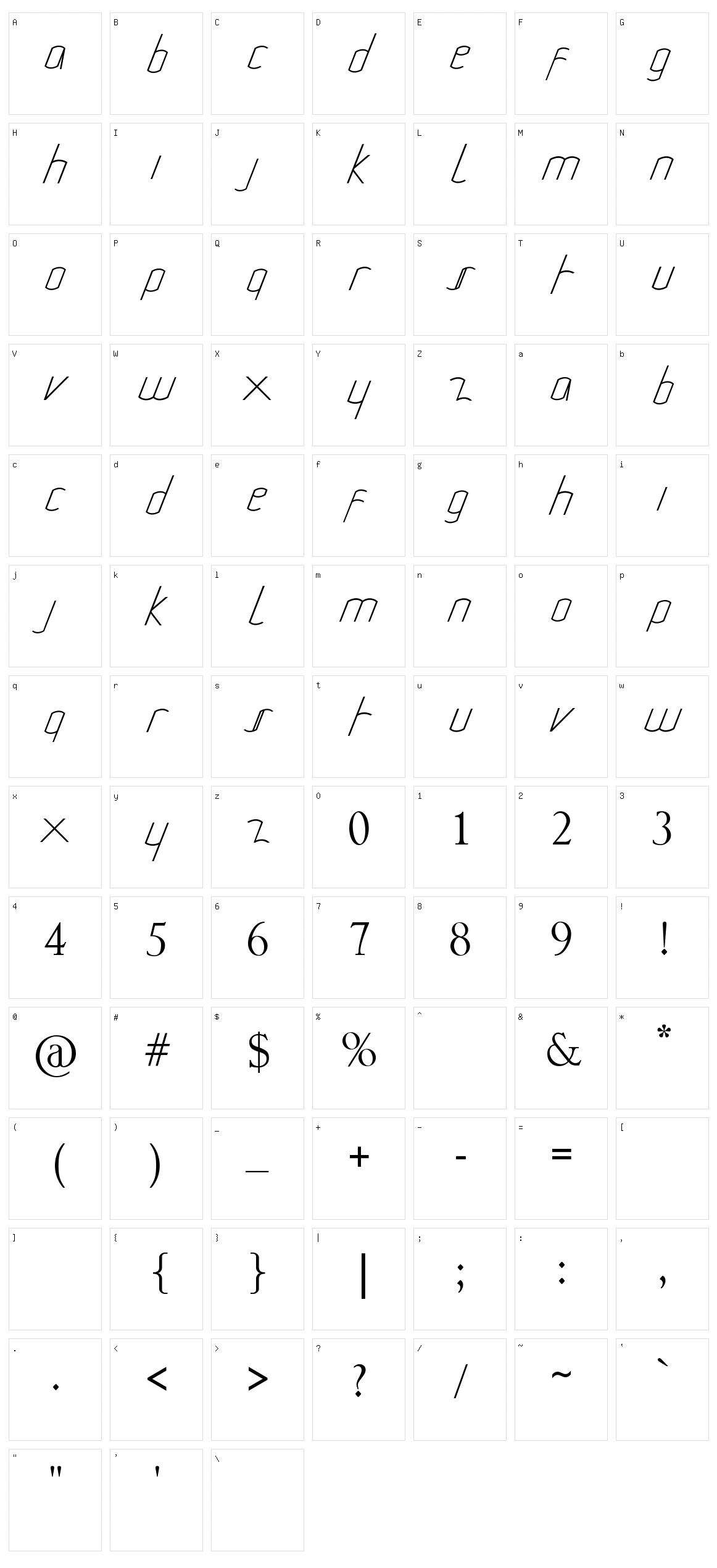 Miura Montes Character Set
