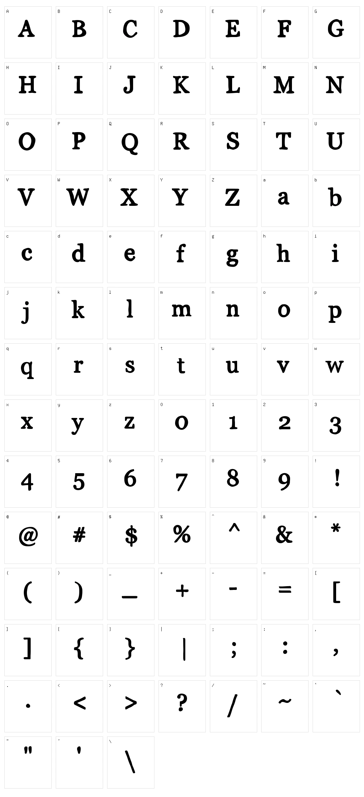 Mix Serif Character Set