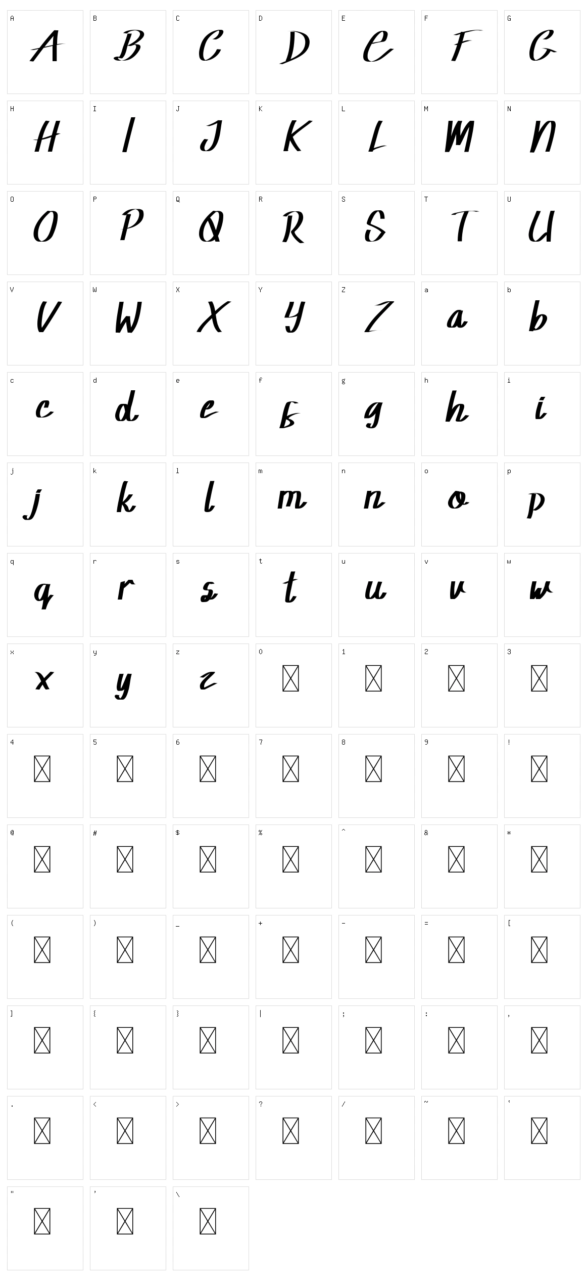 Rowland Caligraphy Character Set