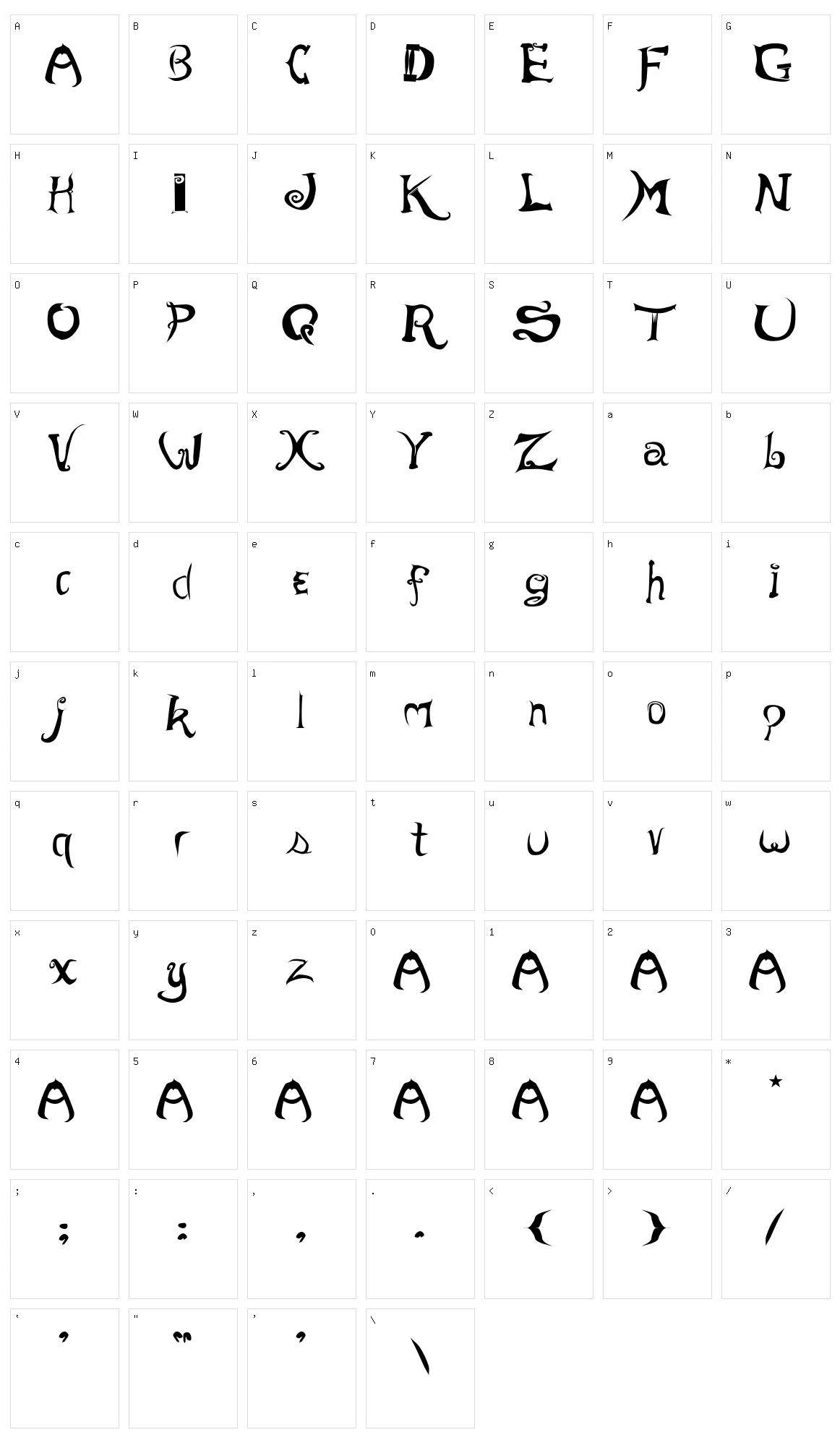 Morevil Character Set