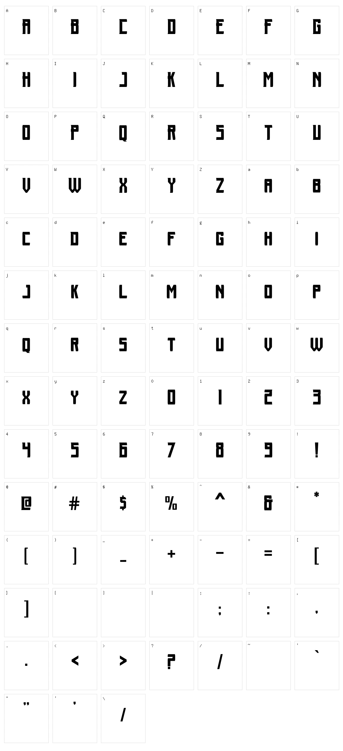 Moronick Character Set