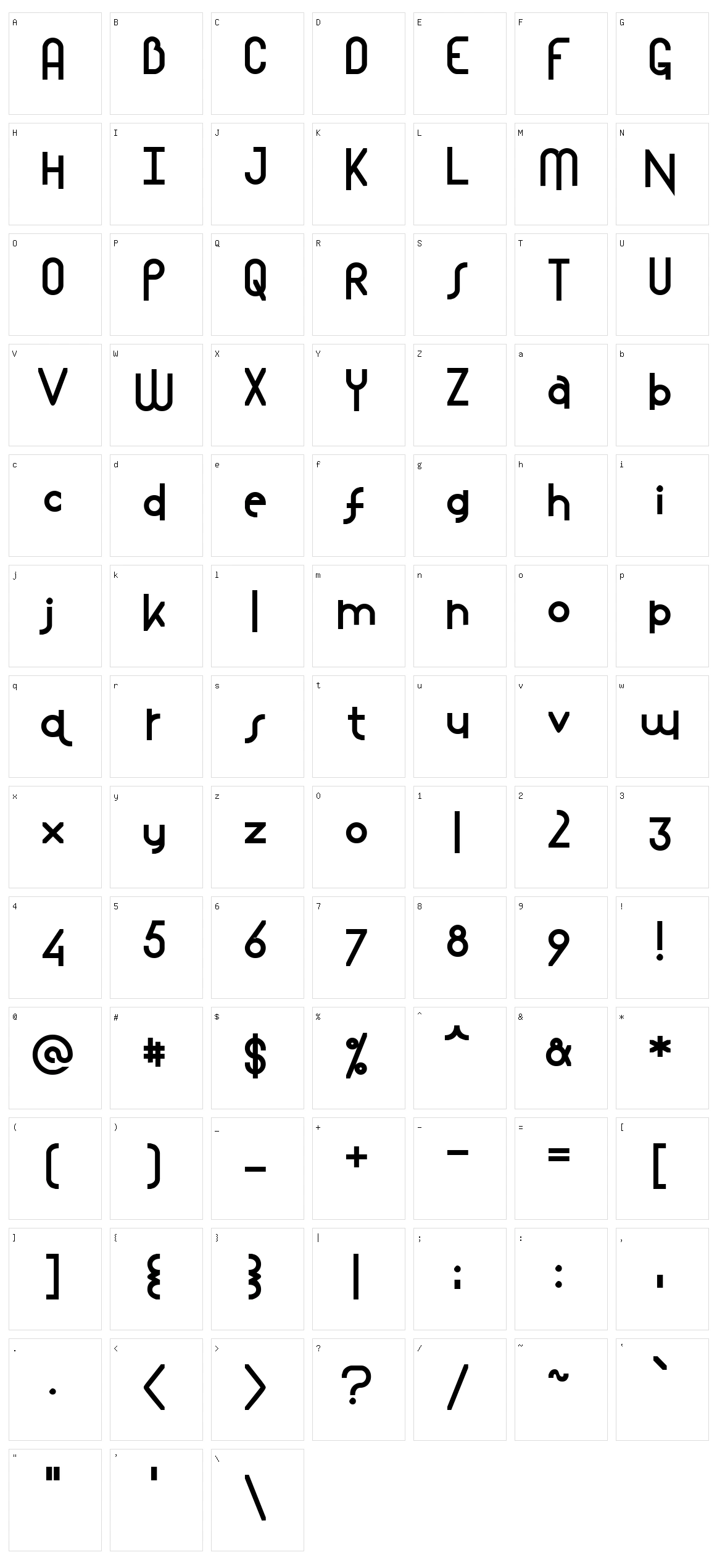 Mostlios Character Set
