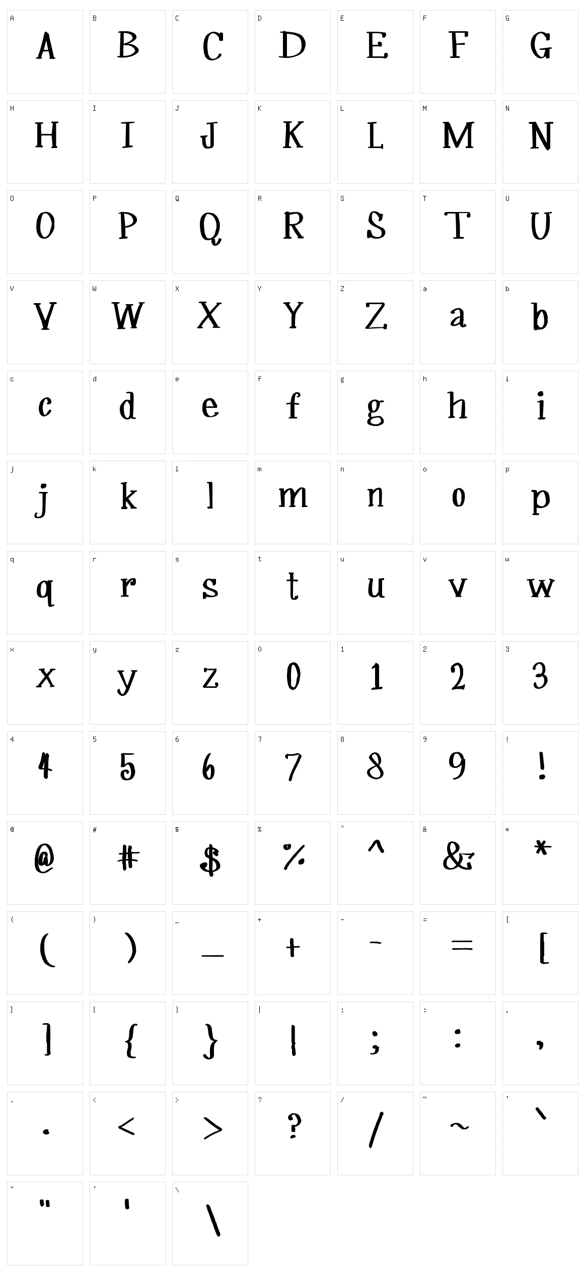 MRF Silverplume Character Set