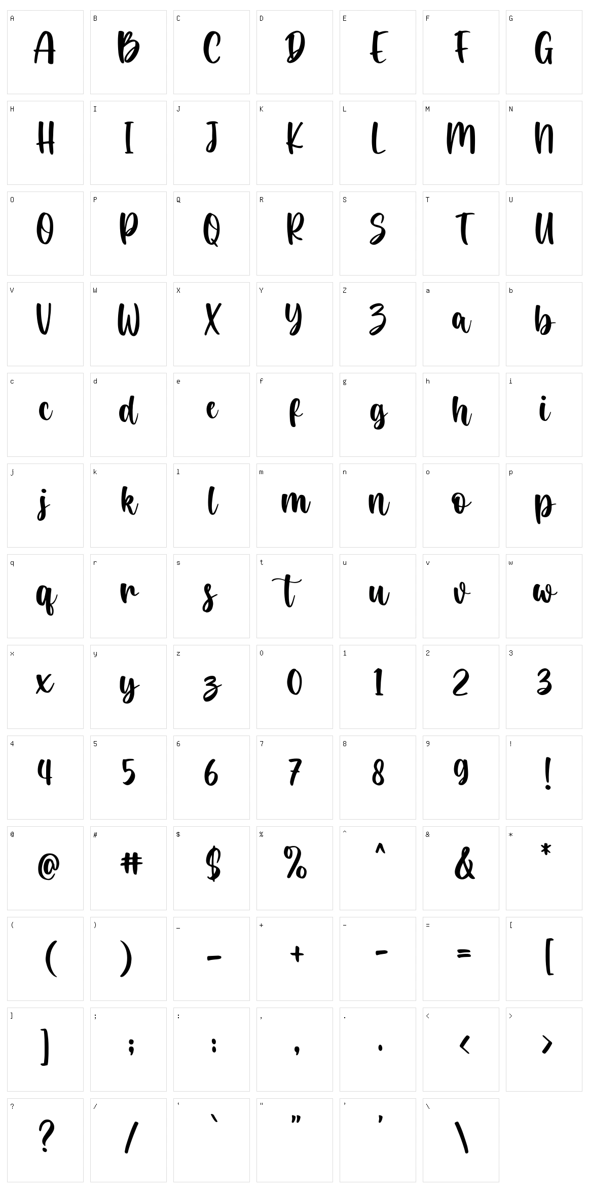 Tuberosa Character Set