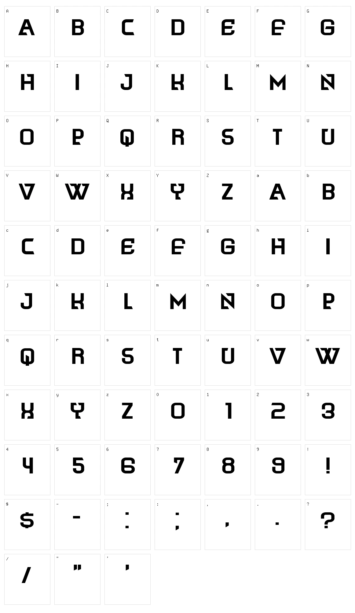 Naranag Character Set