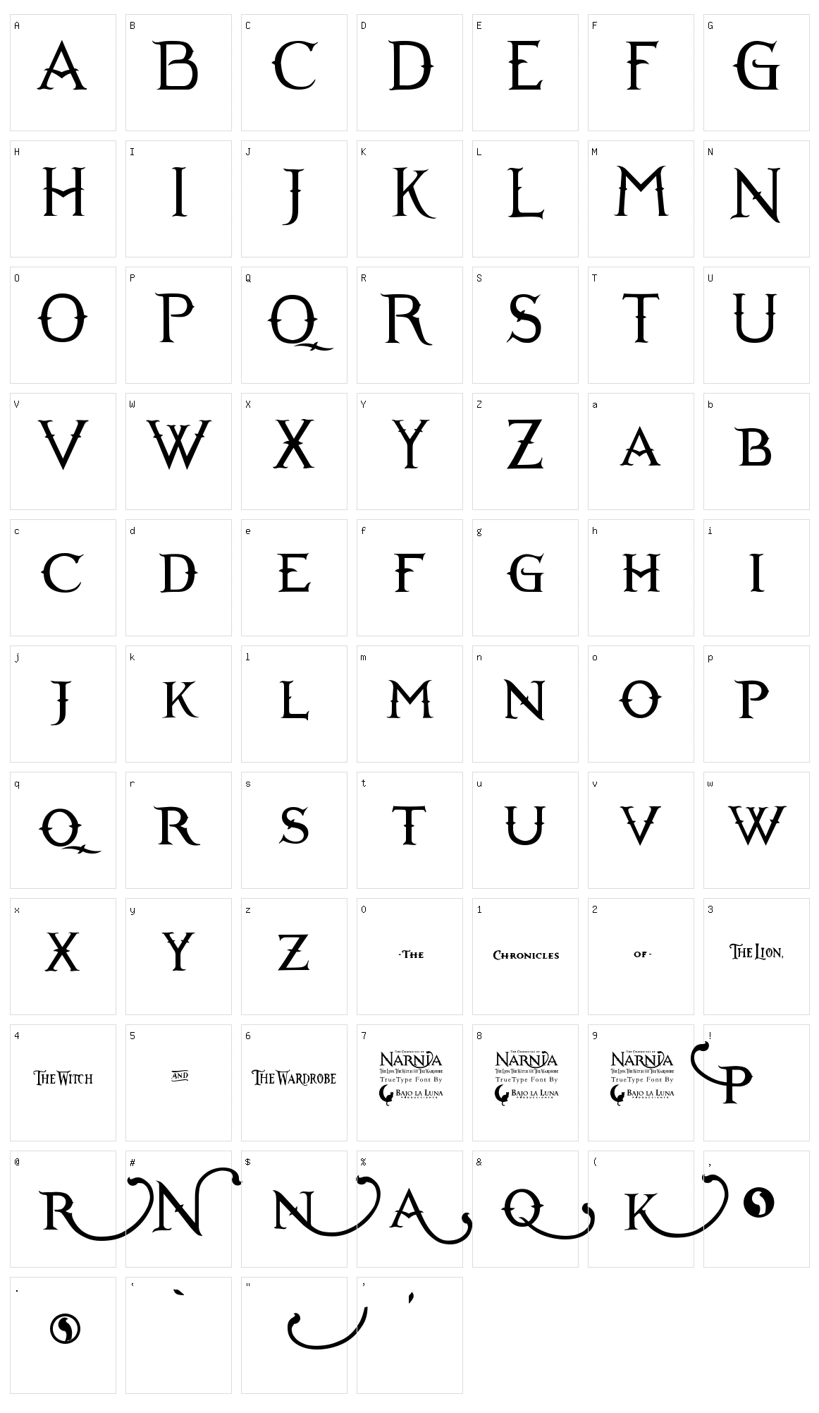 Narnia BLL Character Set