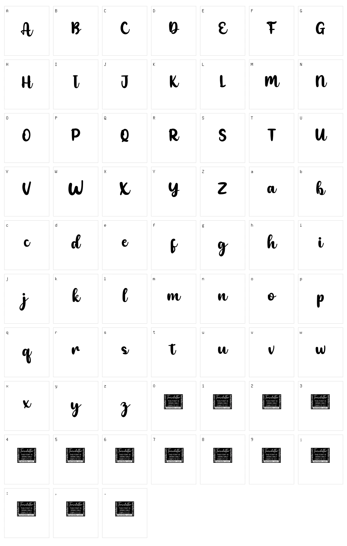 Anethysta Character Set