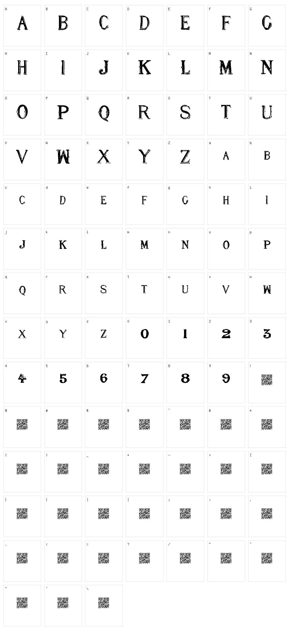 Nine Eight Character Set