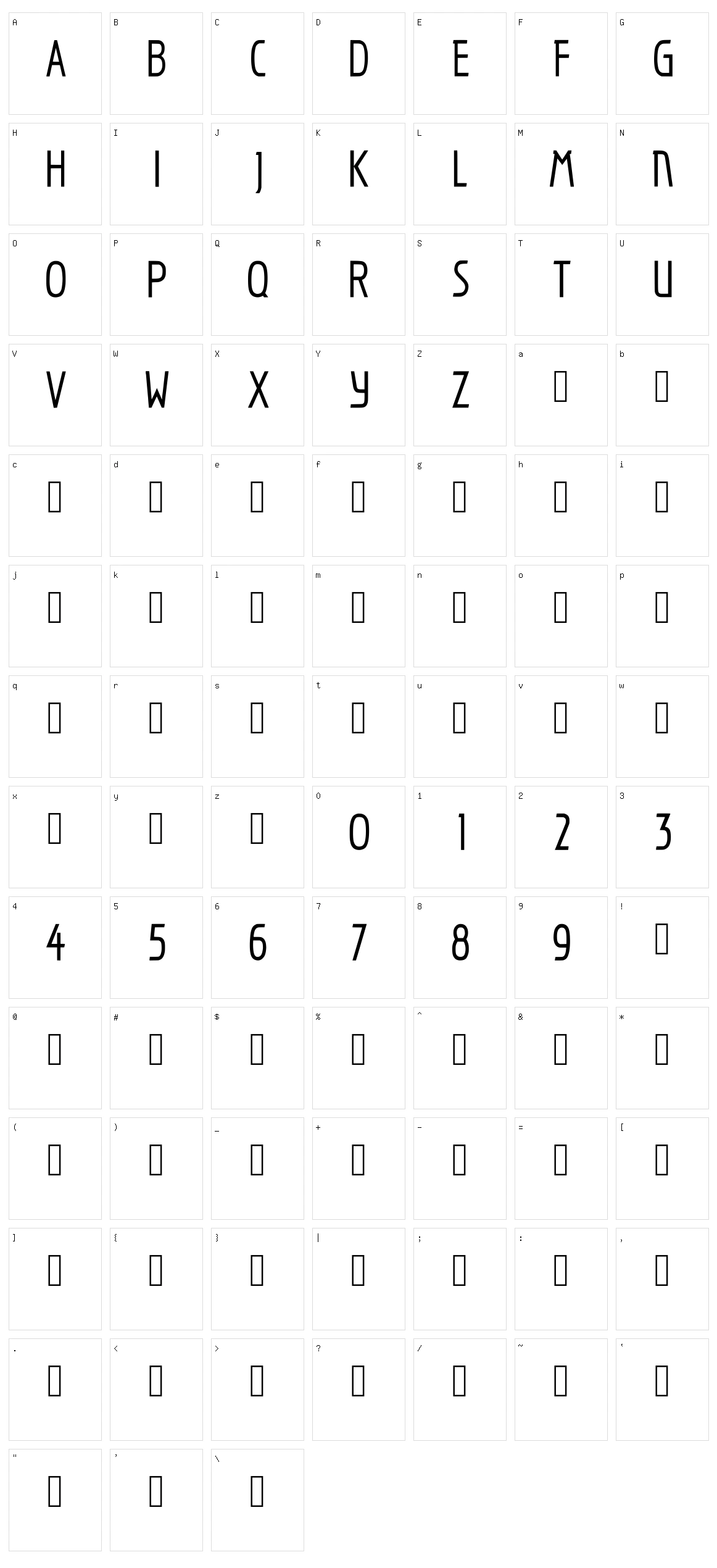 Ninestein Character Set