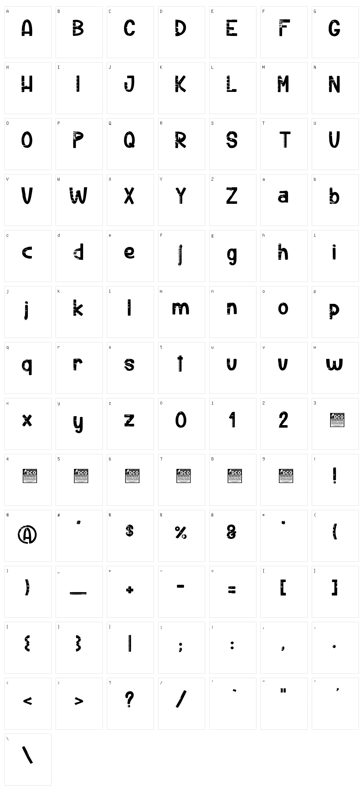 Nizlok Character Set